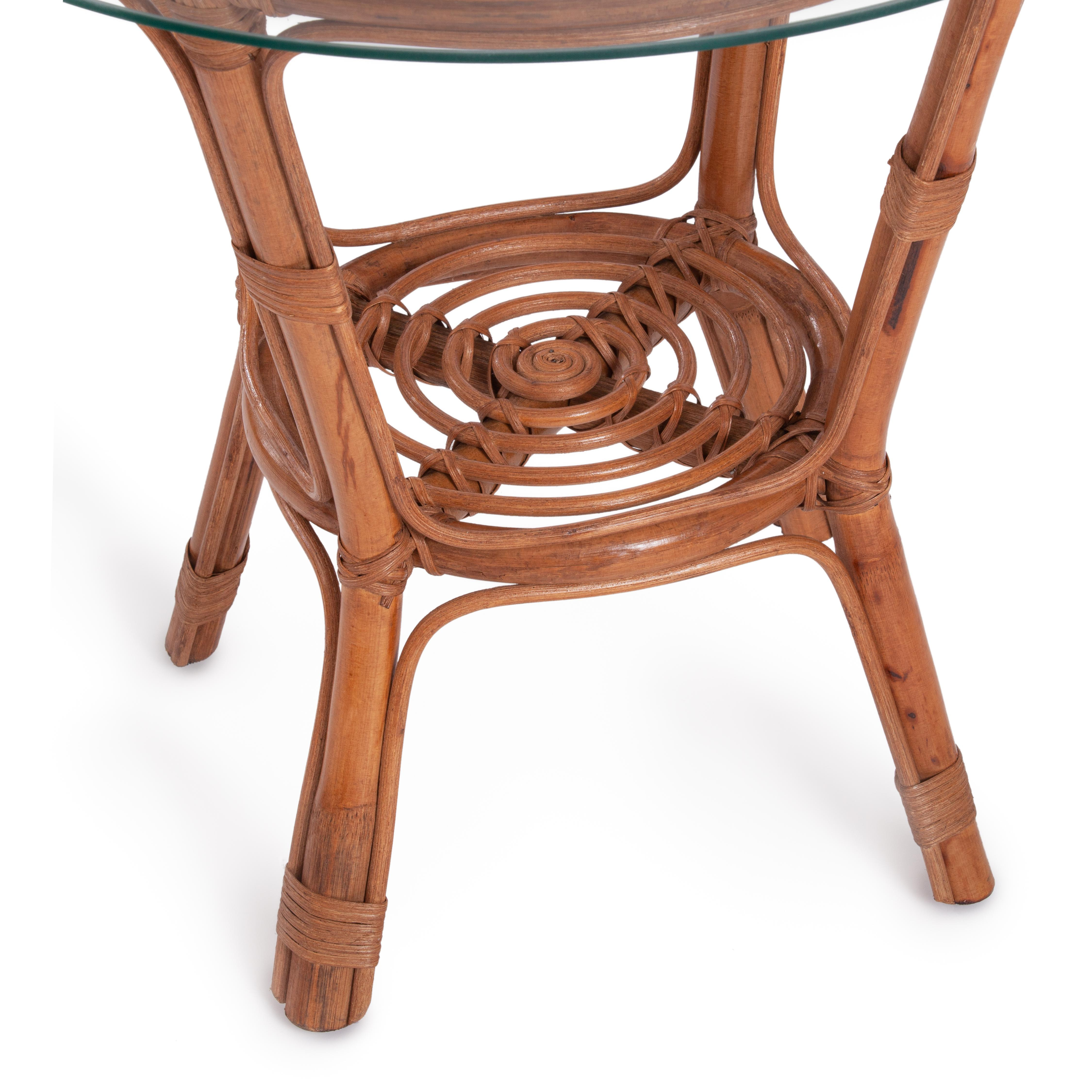 Комплект для отдыха TURKEY (стол круглый (со стеклом)+2 кресла + диван) /с подушками/ ротанг, кр:70х65х78см, дв:120х65х78см, ст:D50х56,5см, coco brown (коричневый кокос)