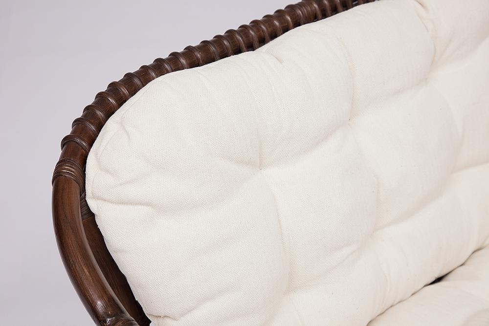 КОМПЛЕКТ " NEW BOGOTA " ( диван + 2 кресла + стол со стеклом ) /с подушками/ ротанг, кр:61х67х78,5см, дв:108х66х78,5см, ст:D60х56,5см, walnut (грецкий орех)