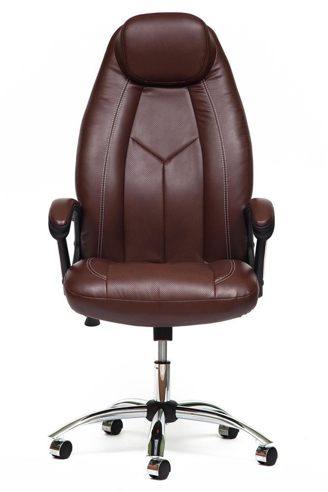 Кресло BOSS (хром) кож/зам, коричневый/коричневый перфорированный, 2 TONE/2 TONE /06