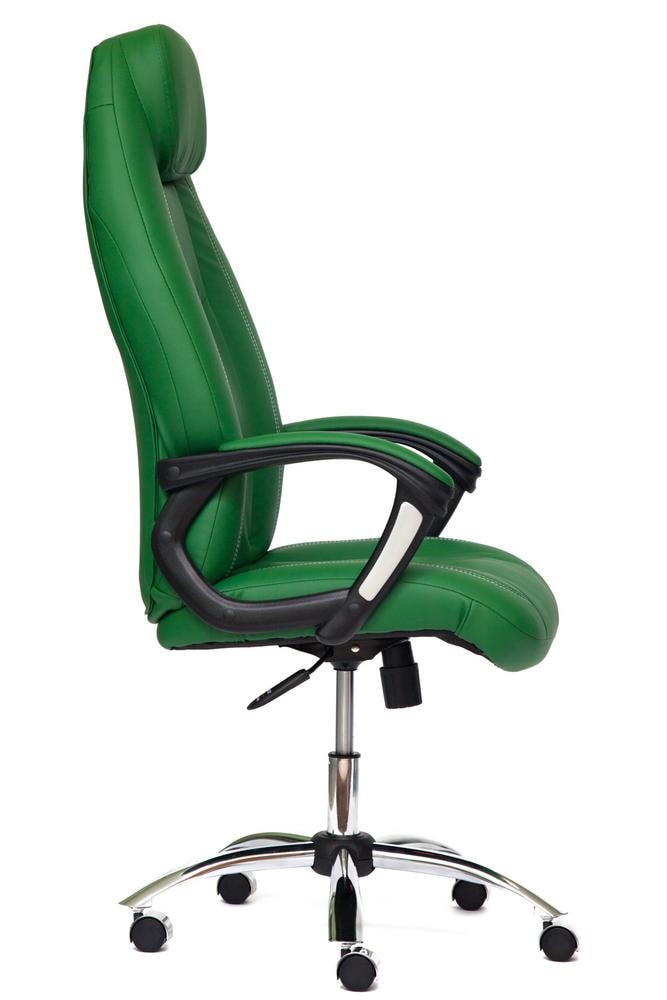 Кресло BOSS (хром) кож/зам, зеленый/зеленый перфорированный, 36-001/36-001/06