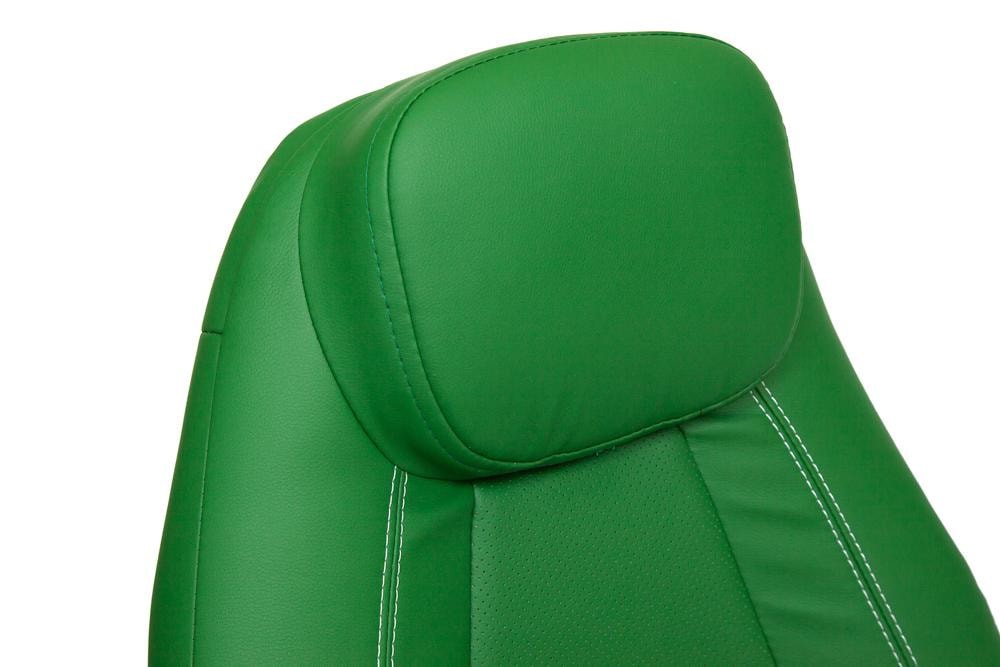 Кресло BOSS (хром) кож/зам, зеленый/зеленый перфорированный, 36-001/36-001/06