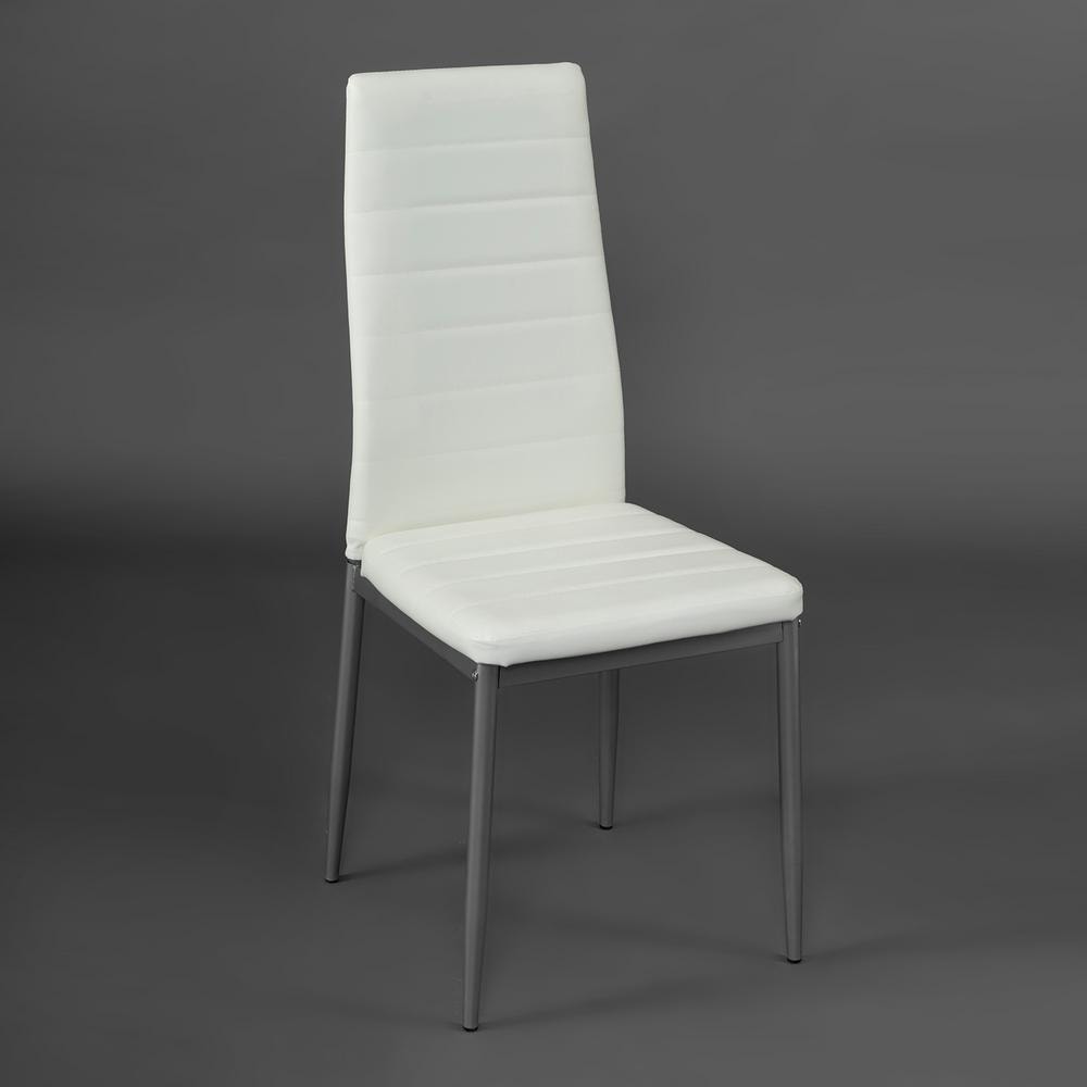 Стул Easy Chair (mod. 24) металл/экокожа, 40x42x95.5, слоновая кость/серый