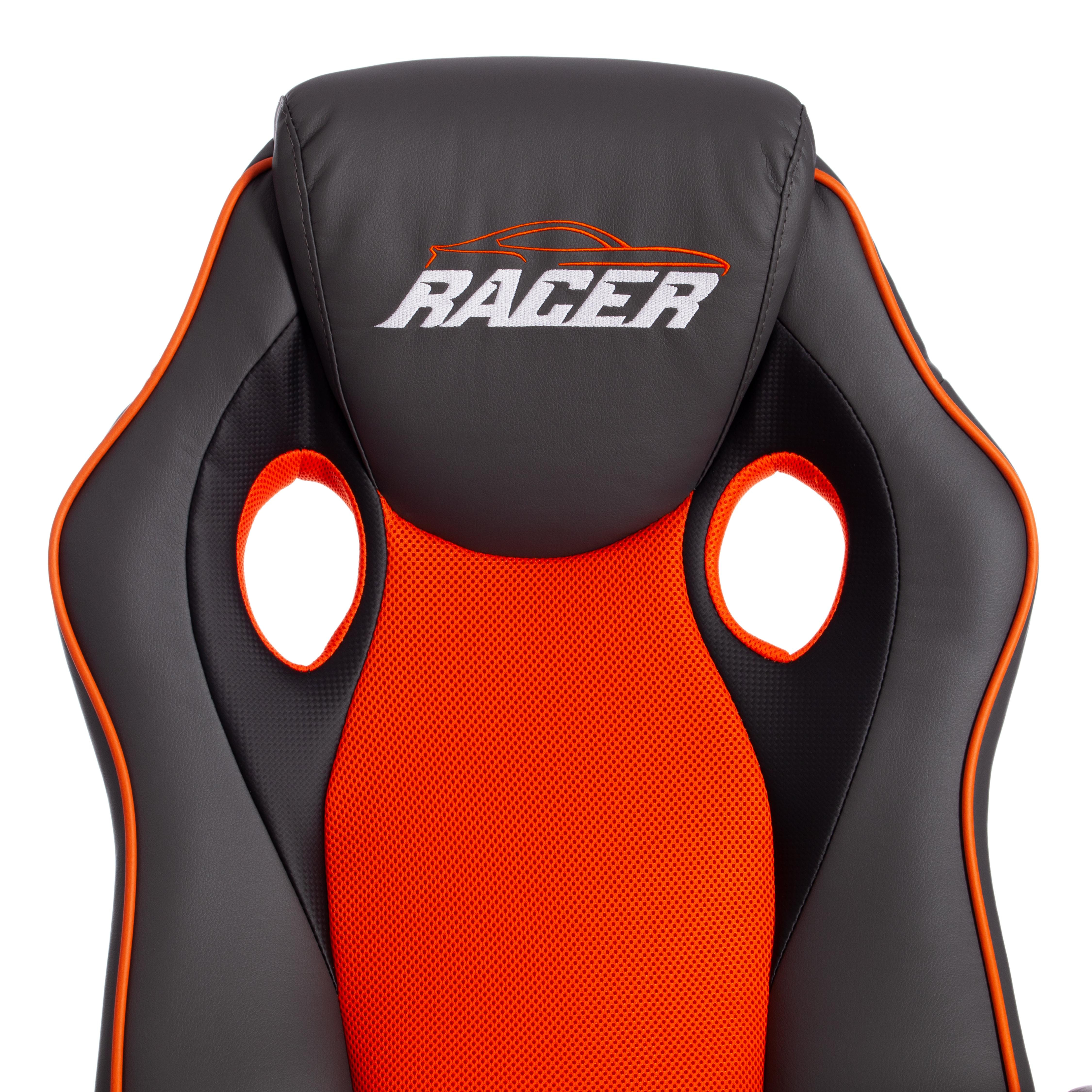 Кресло RACER GT new кож/зам/ткань, металлик/оранжевый, 36/07