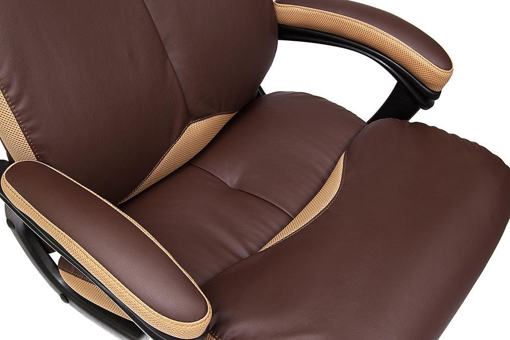 Кресло GRAND Кожа  +  кож.зам/ткань, коричневый/бронза-21