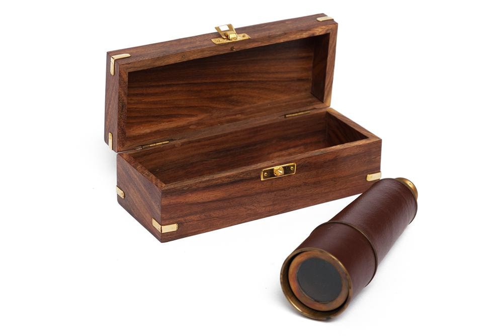 Подзорная труба в подарочной деревянной коробке с латунным декором Secret De Maison( mod. 11148/18 ) латунь/дерево манго, D54-48см, коробка: 20х8х7,5см, античная медь