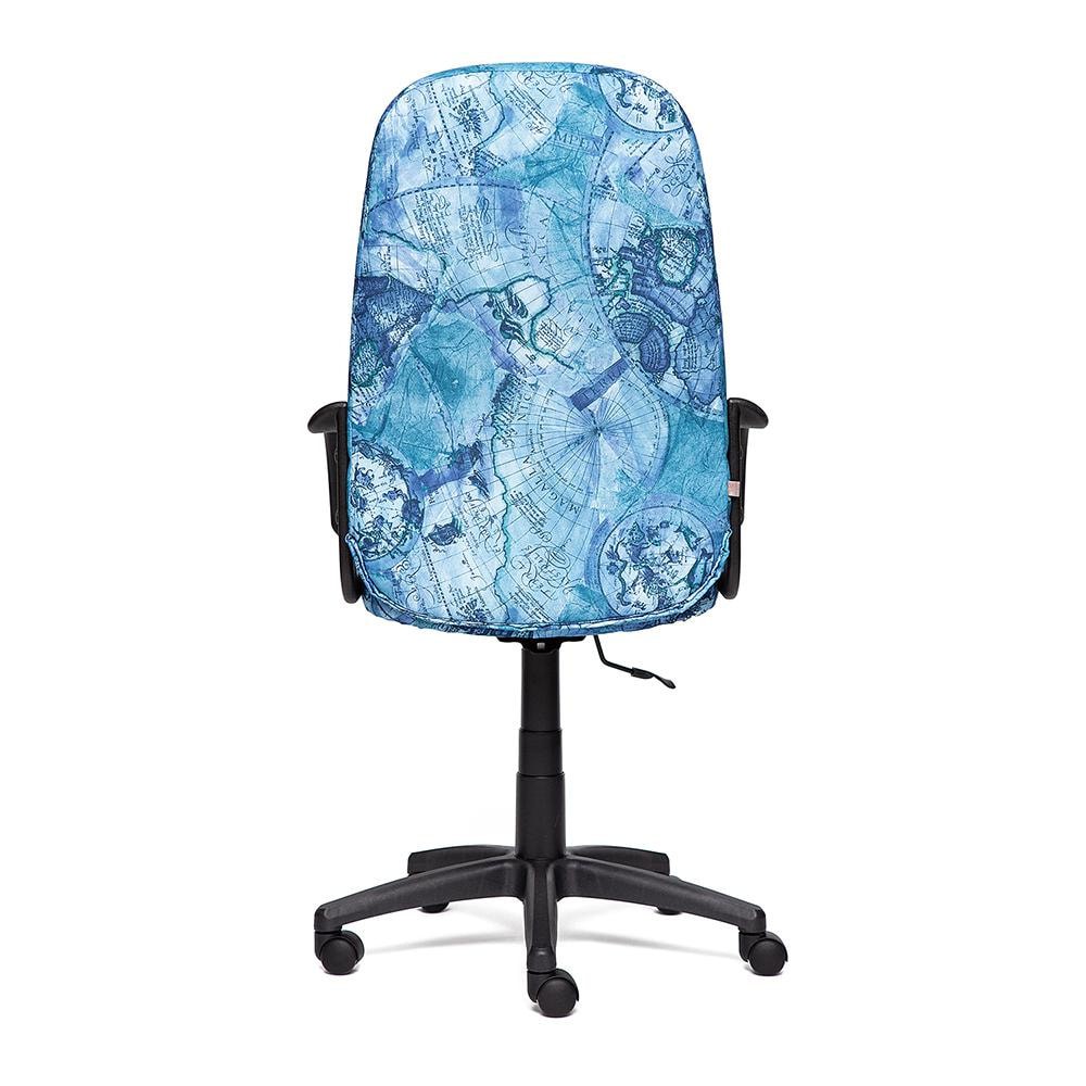 Кресло LEADER ткань, принт "Карта на синем"