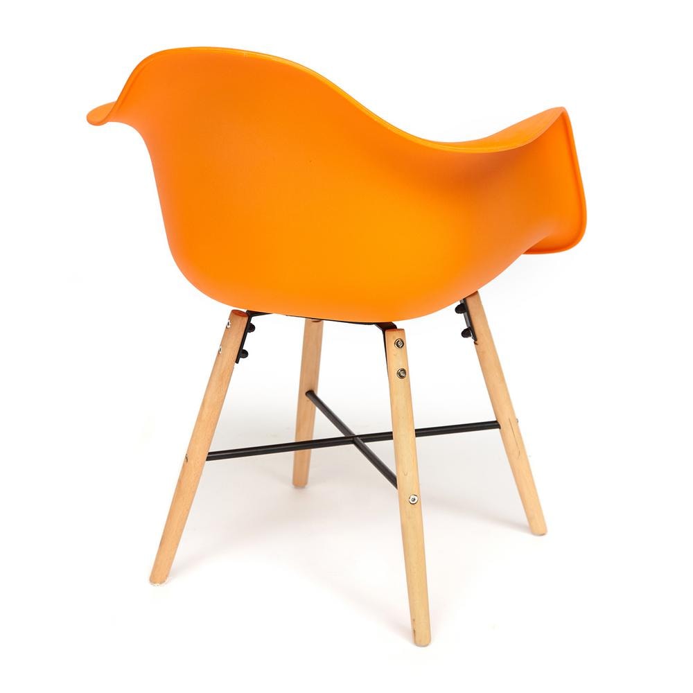Кресло CINDY (EAMES) (mod. 919) дерево береза/металл/сиденье пластик, 60*62*79см, оранжевый/orange with natural legs