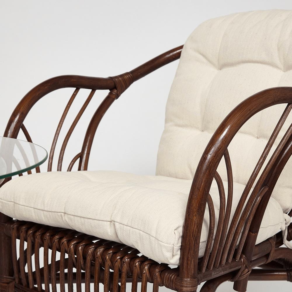 ТЕРРАСНЫЙ КОМПЛЕКТ " NEW BOGOTA " (2 кресла + стол) /с подушками/ ротанг, кресло 61х67х78,5 см, диаметр стола 50см, walnut (грецкий орех)