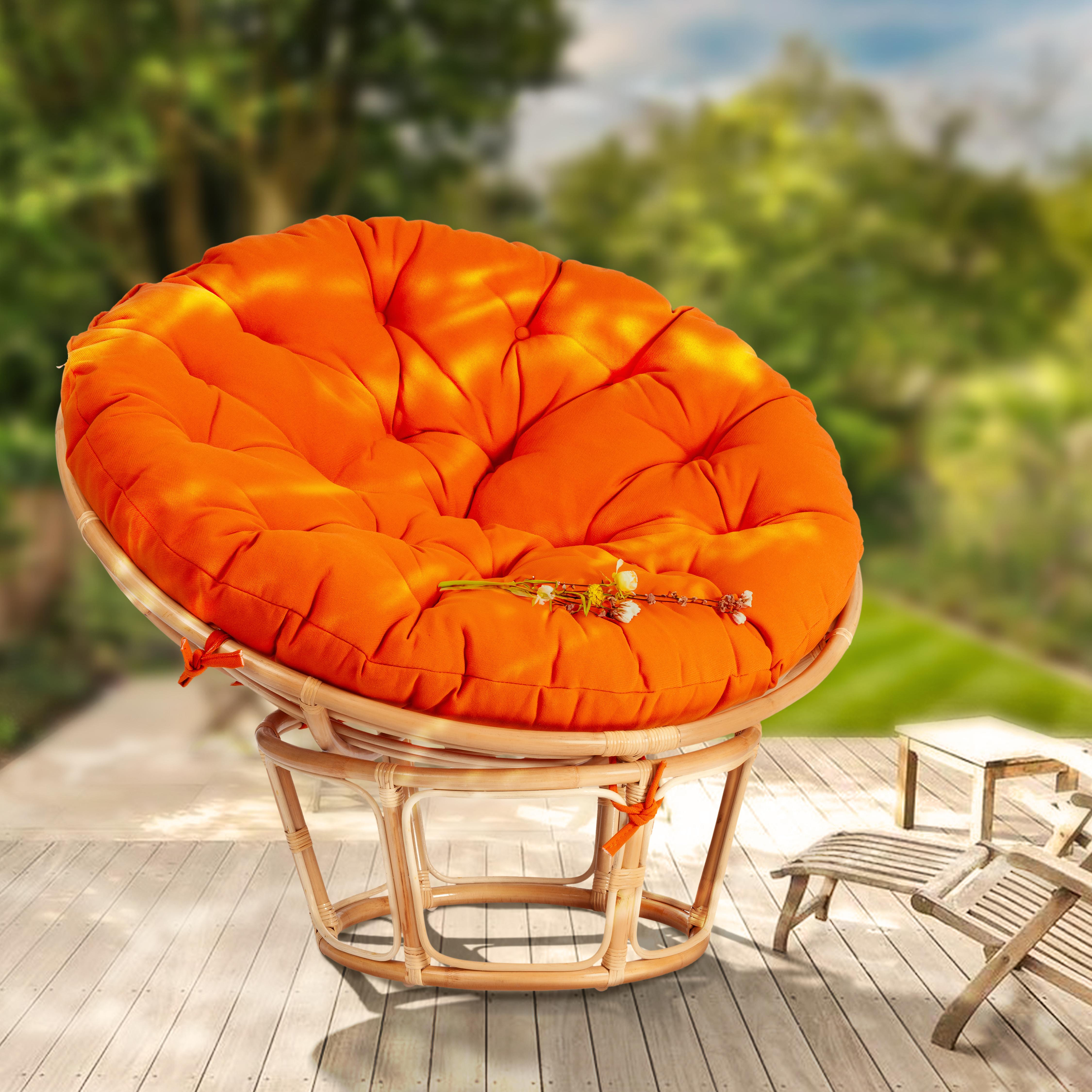 Кресло PAPASAN ECO/ПАПАСАН ЭКО P115-1/SP STD /c подушкой, ремешками/ диаметр подушки 122 см, 115x101x92 см, Natural (натуральный), ткань Оранжевый, С 23