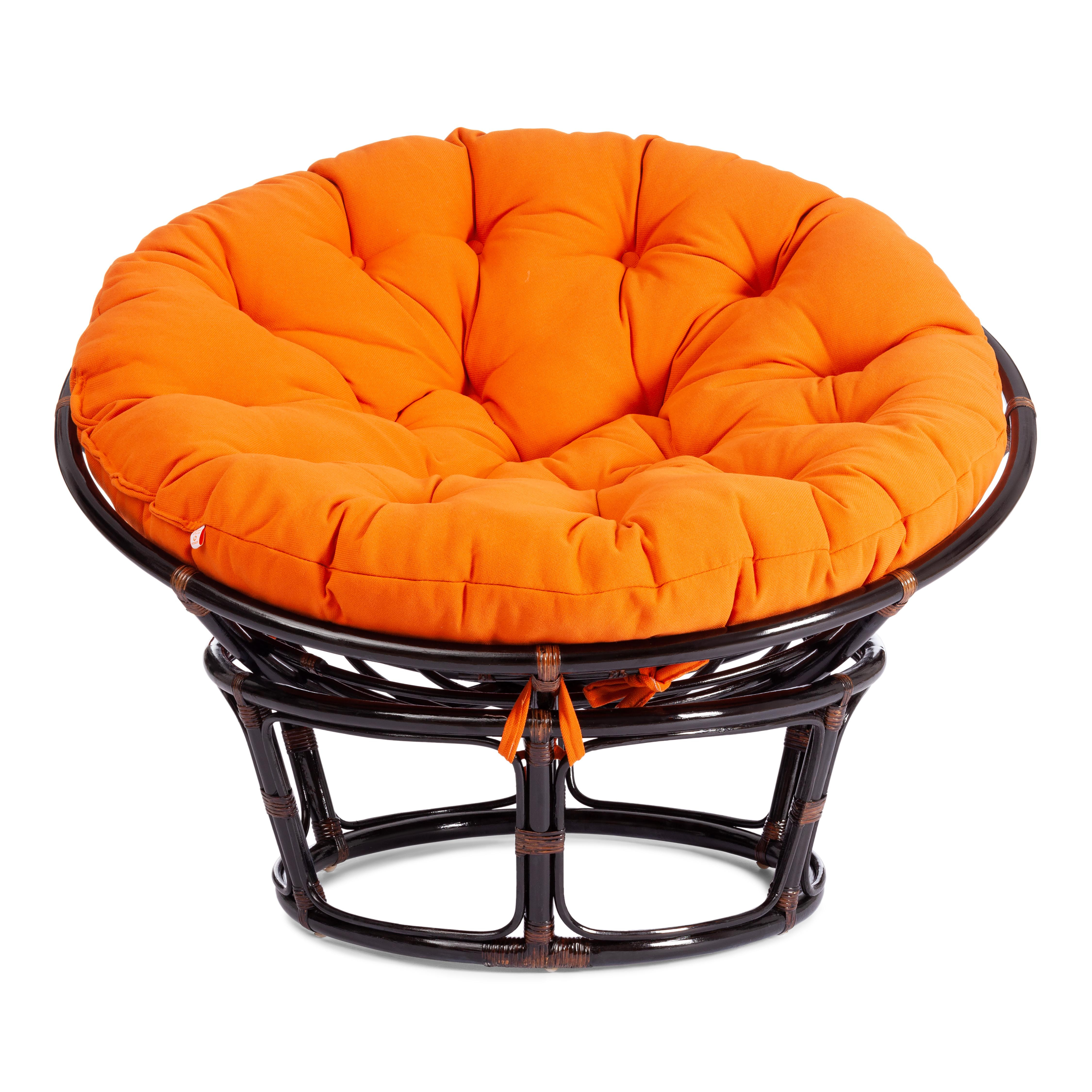 Кресло "PAPASAN" 23/01 W /с подушкой/ Antique brown (античный черно-коричневый), ткань Оранжевый, С 23