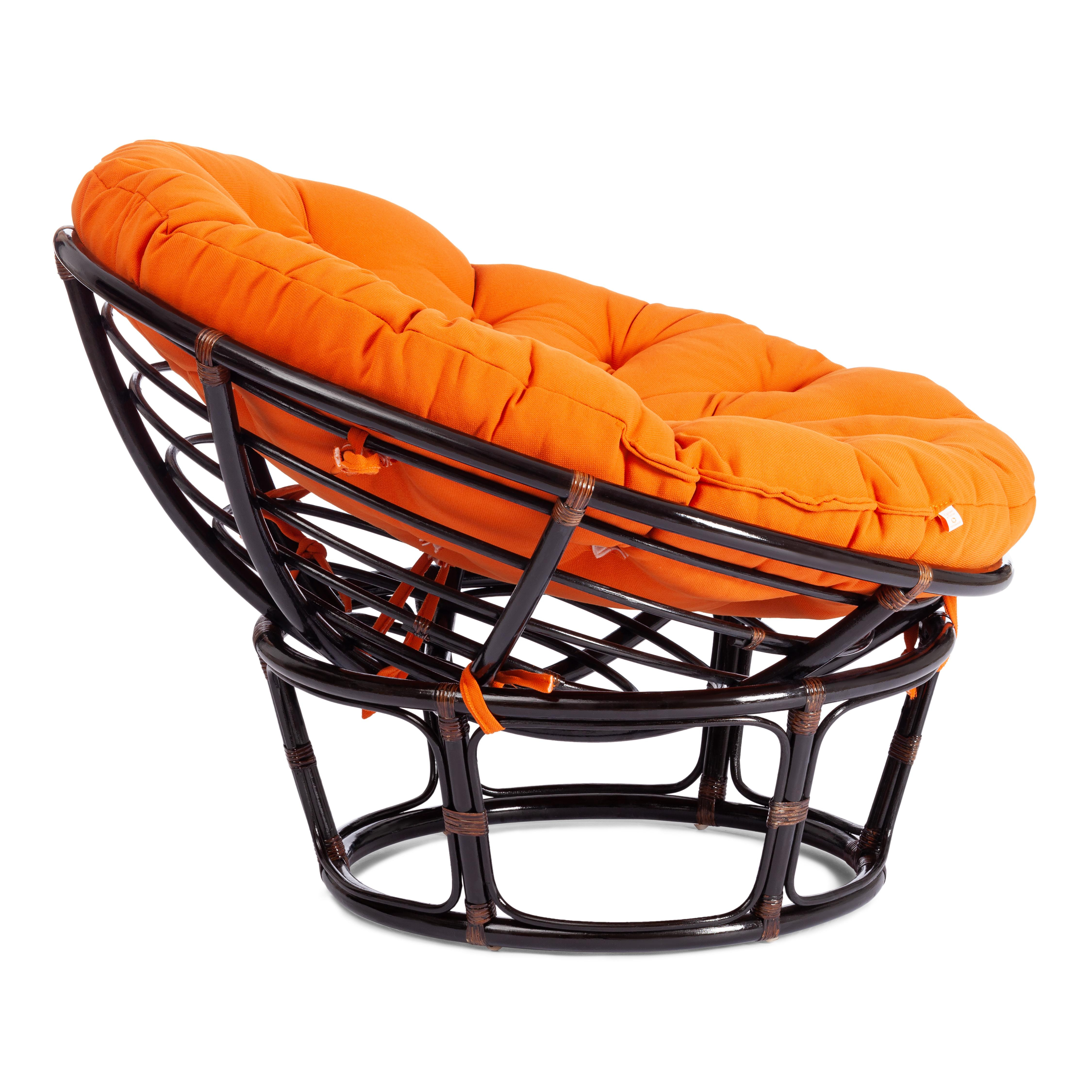 Кресло "PAPASAN" 23/01 W /с подушкой/ Antique brown (античный черно-коричневый), ткань Оранжевый, С 23