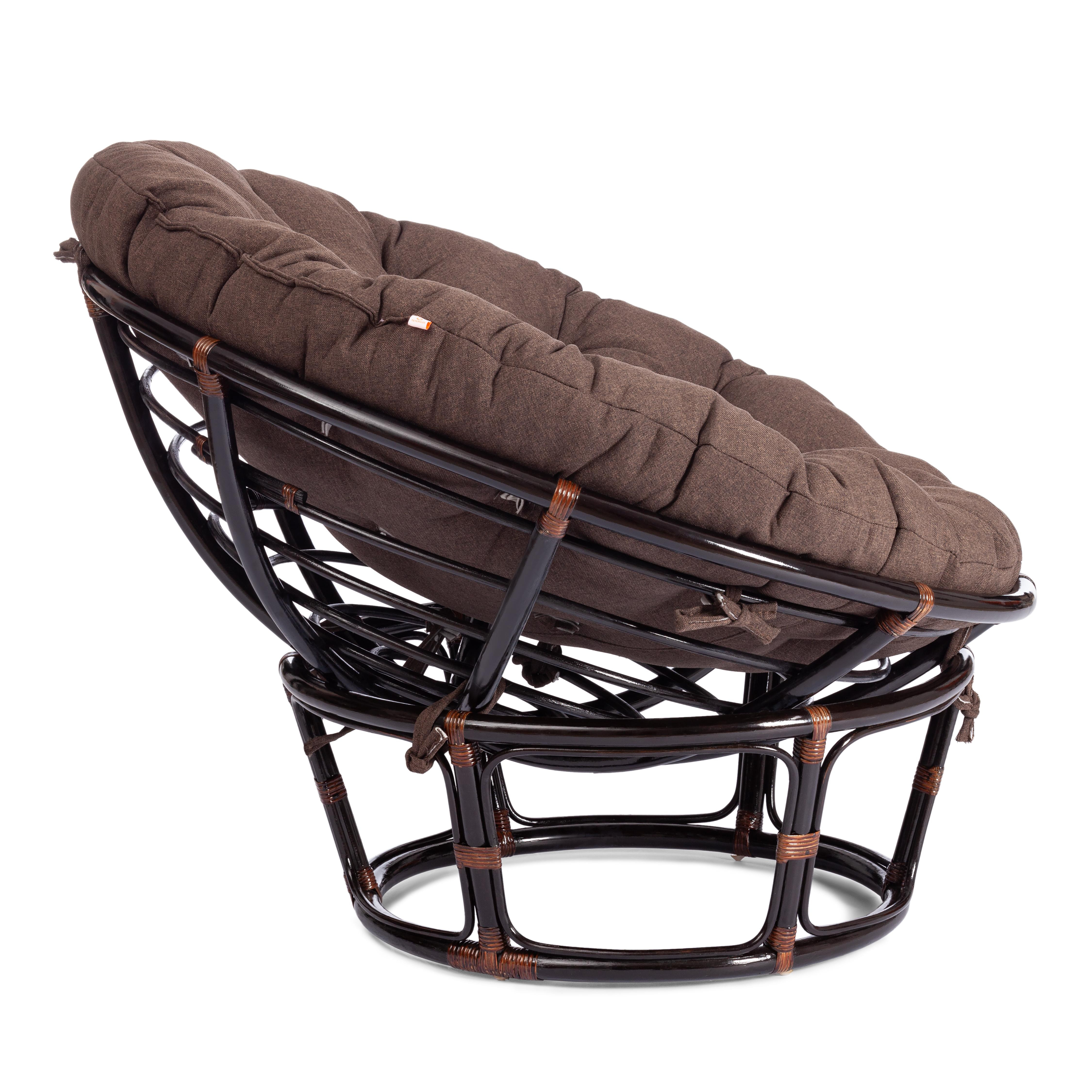 Кресло "PAPASAN" 23/01 W /с подушкой/ диаметр подушки 125 см, 115х101х104 см, Antique brown (античный черно-коричневый), ткань Коричневый,