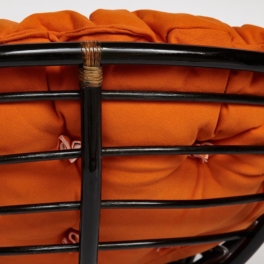 Кресло-качалка "PAPASAN" w 23/01 B / с подушкой / Antique brown (античный черно-коричневый), ткань Оранжевый, С 23