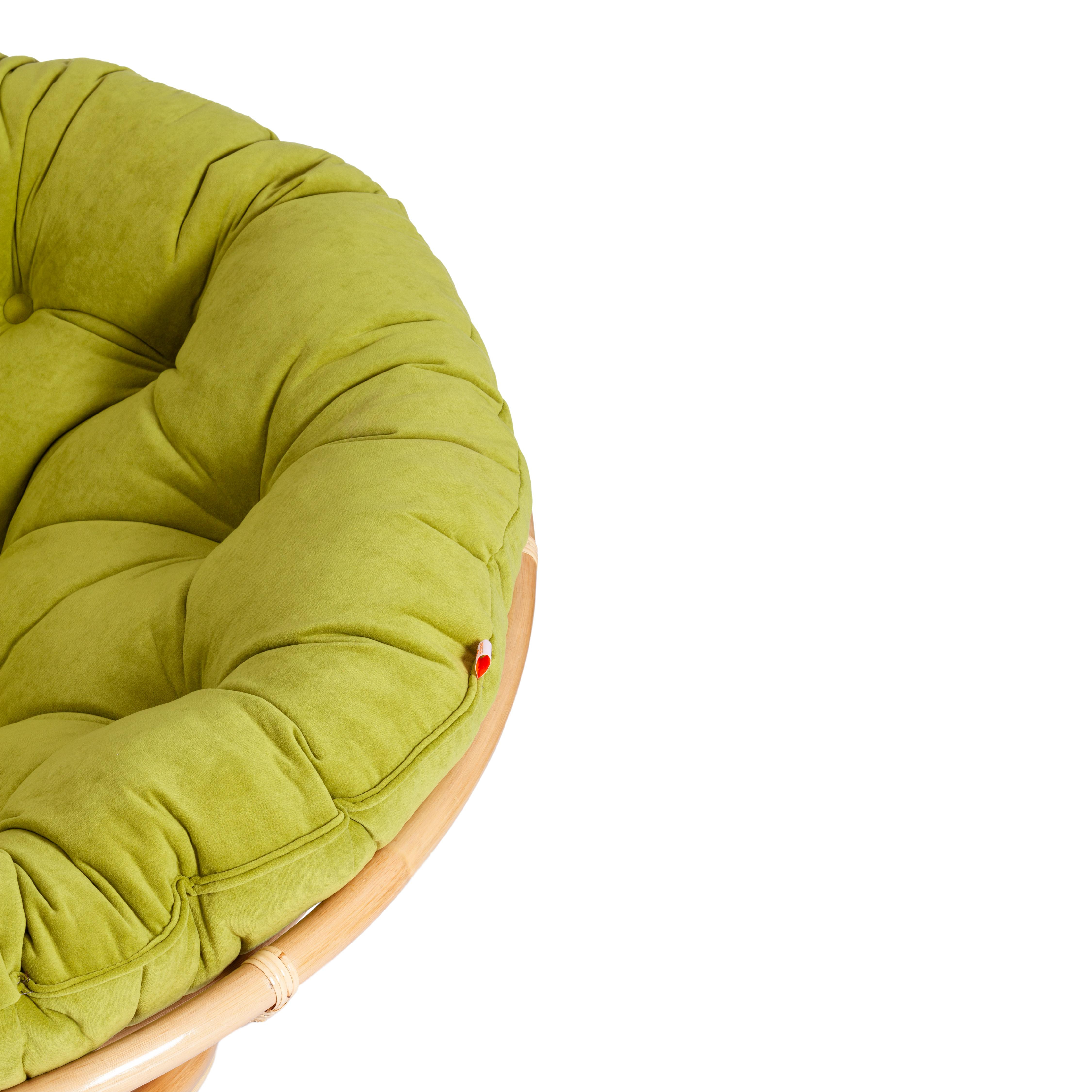 Кресло PAPASAN ECO/ПАПАСАН ЭКО P115-1/SP STD /c подушкой, ремешками/ диаметр подушки 125 см, 115x101x92 см, Natural (натуральный), флок Олива, 23