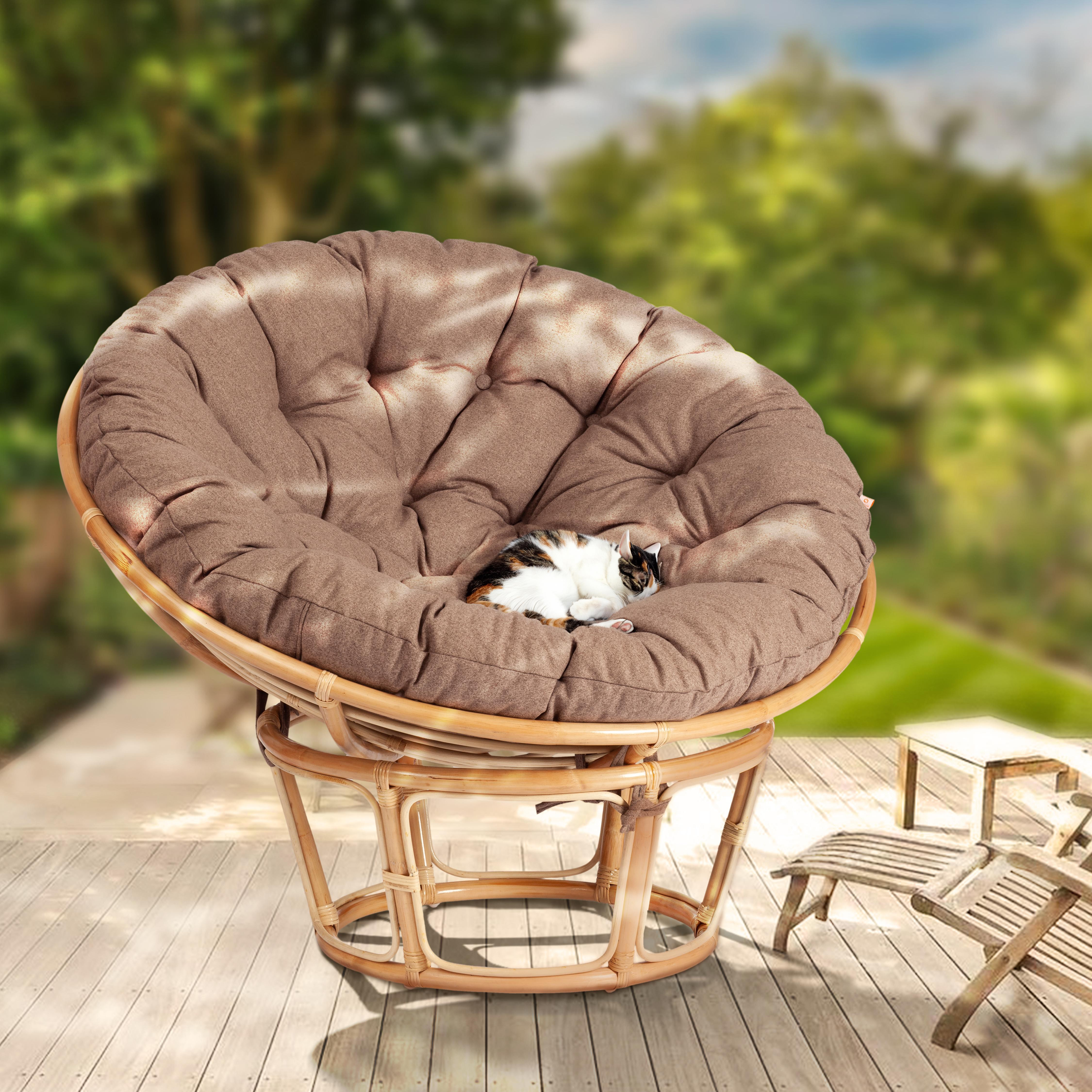 Кресло PAPASAN ECO/ПАПАСАН ЭКО P115-1/SP STD /c подушкой, ремешками/ Natural (натуральный), экошерсть Коричневый, 1811-5