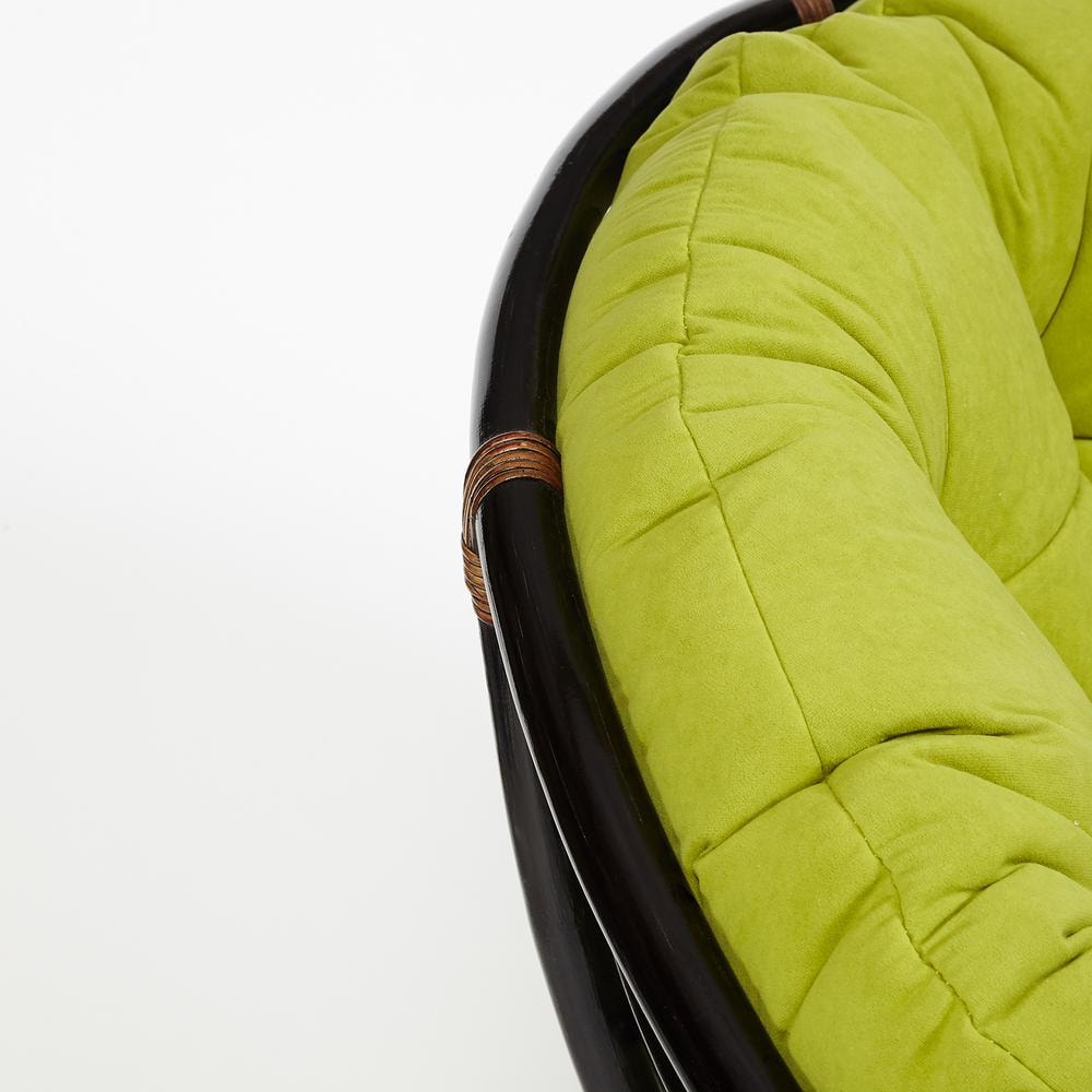 Кресло-качалка "PAPASAN" w 23/01 B / с подушкой / Antique brown (античный черно-коричневый), флок Олива, 23