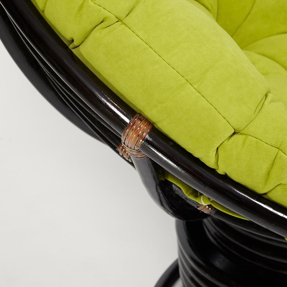 Кресло-качалка PAPASAN/ПАПАСАН w 23/01 B /с подушкой/ Antique brown (античный черно-коричневый), флок Олива, 23