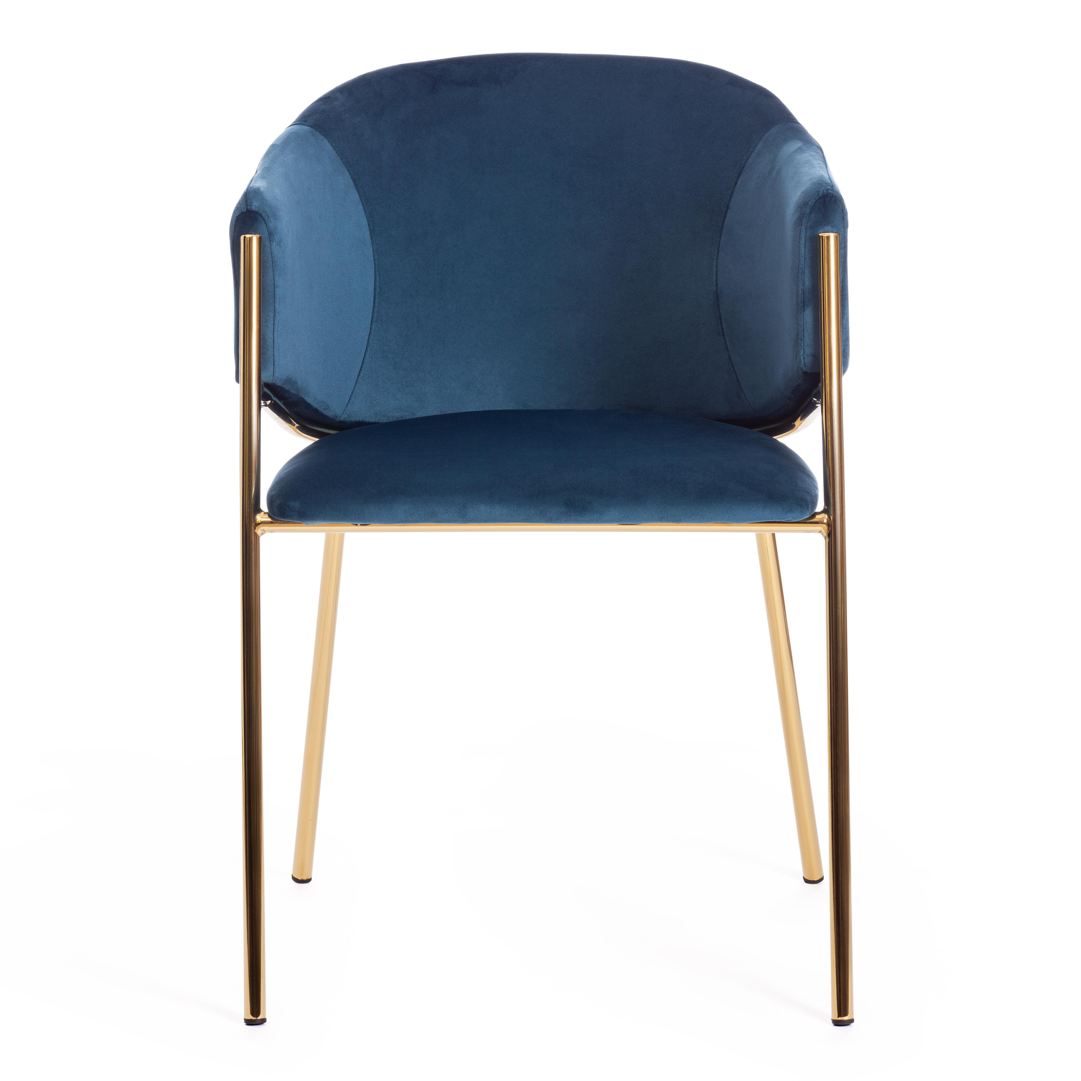 Кресло KRONOS (mod. 8158) металл/вельвет, синий/золотые ножки, G062-48