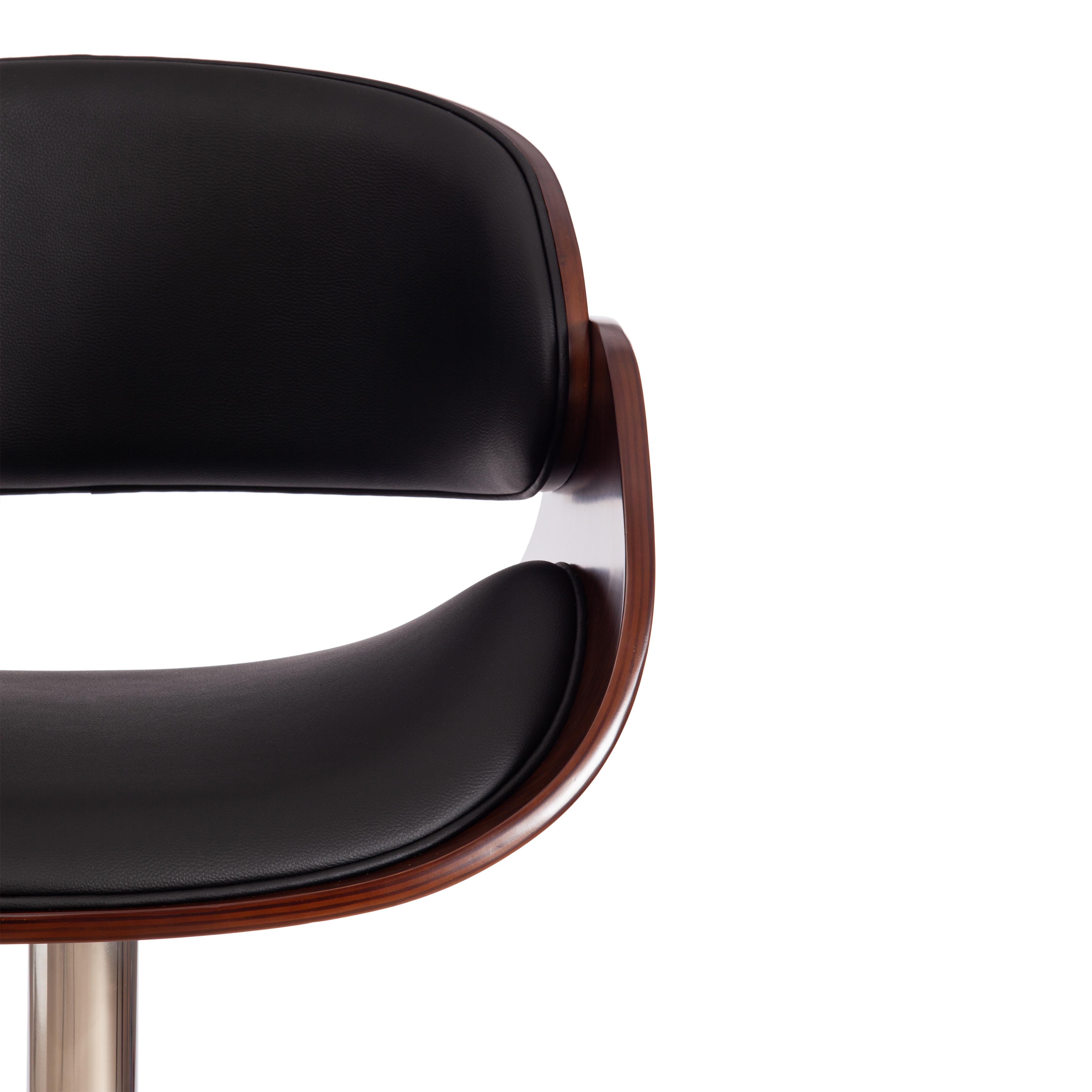 Барный стул LANDO (mod.4036) металл/дерево/экокожа, 59х51х93-114 см, высота сиденья 62-83 см, черный/орех/хром
