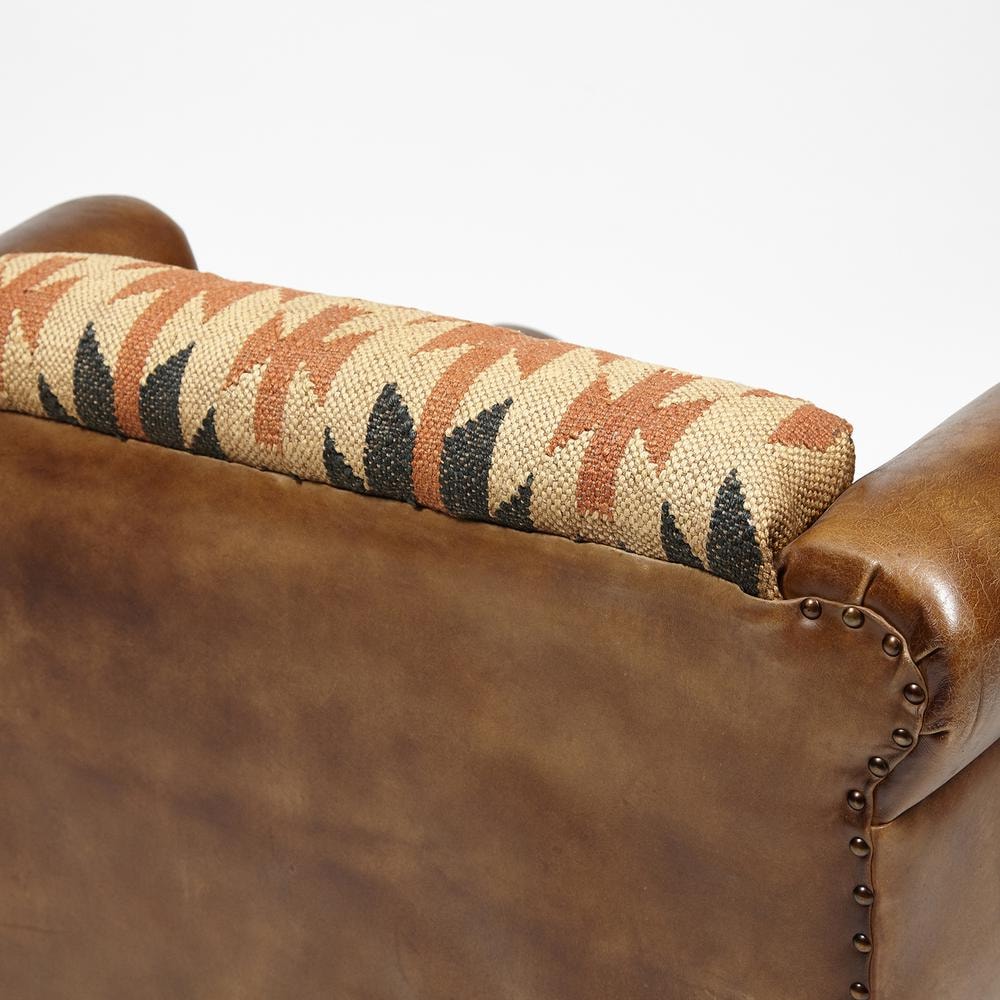 Кресло Secret De Maison CASTLE (mod. 1158-1) кожа буйвола / ткань хлопок, Античный светлый