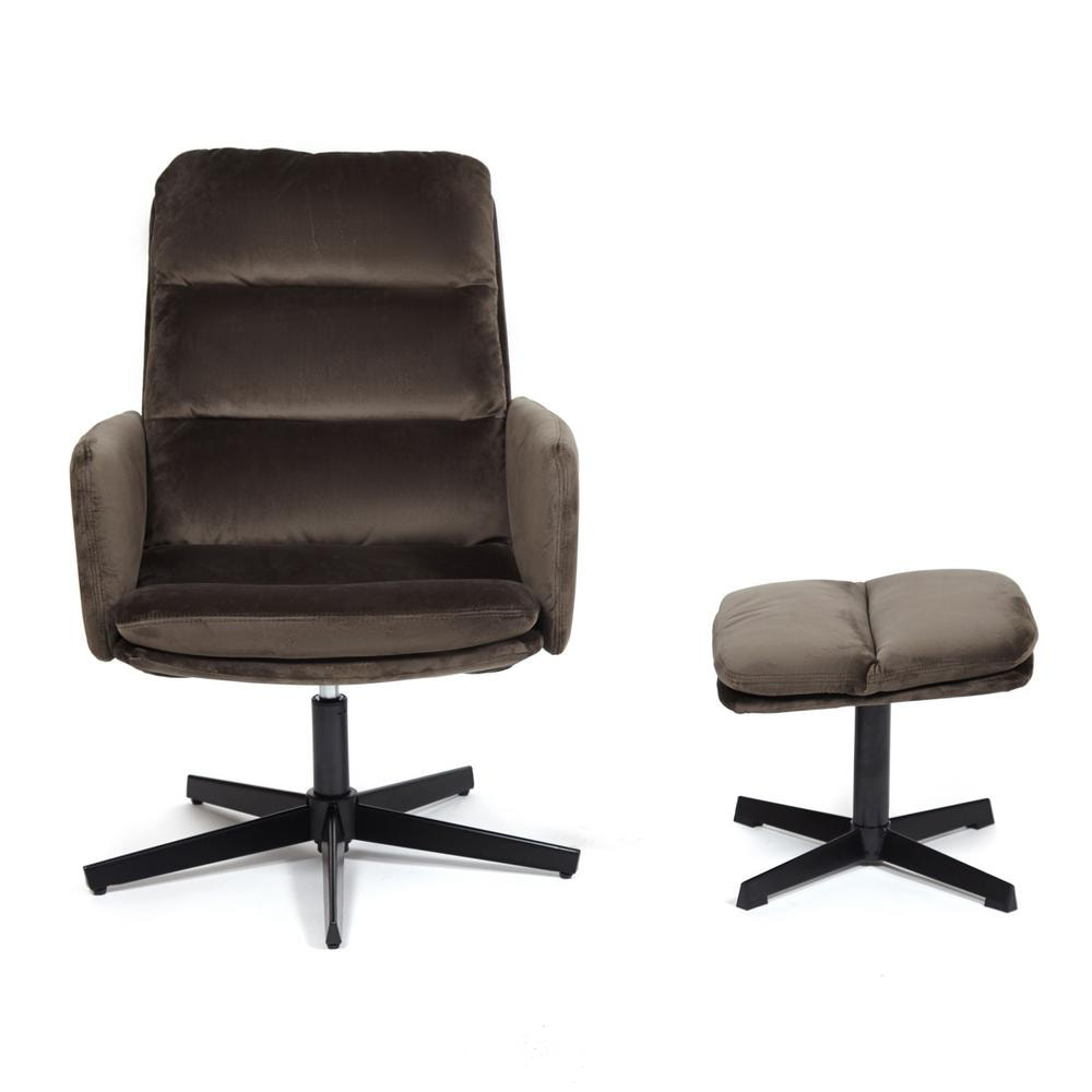 Кресло ALFRED с банкеткой  (mod. DM7574-1) металл, ткань, 50*55*86, 43*43.5*39, коричневый (37-brown)