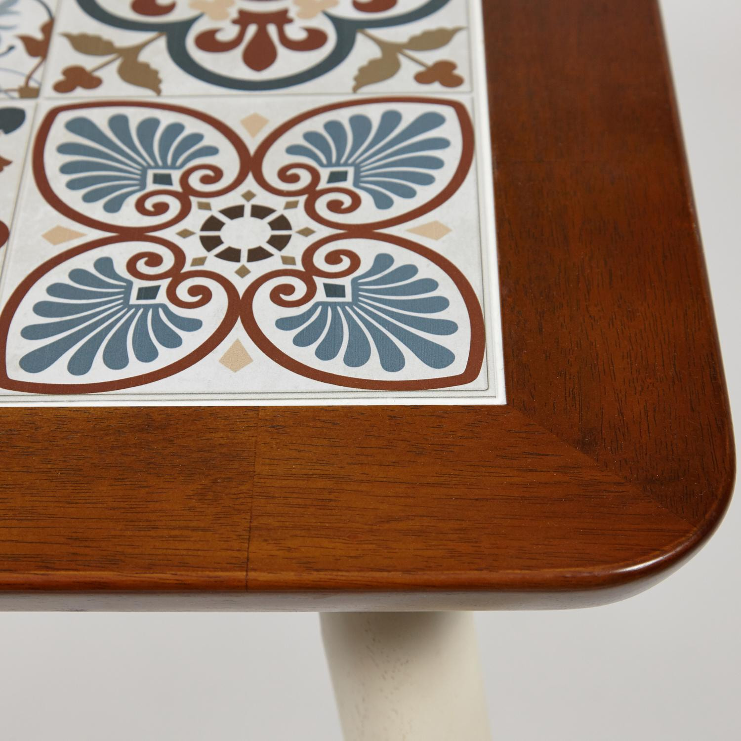 CT3030 Marrakesh стол с плиткой дерево гевея/плитка, 73,5*73,5*75см, темный дуб/античный белый , рисунок - марокко