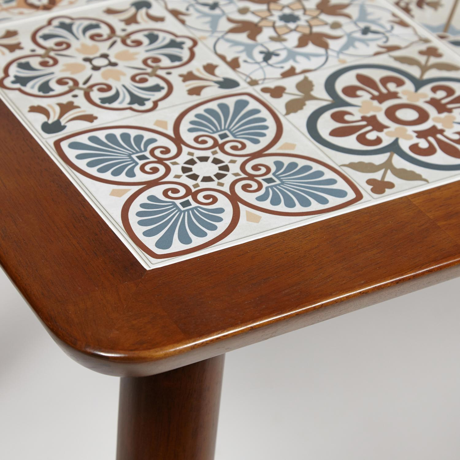 CT3052 Tanger стол с плиткой дерево гевея/плитка, 74*134*75см, Тёмный Дуб, рисунок - марокко