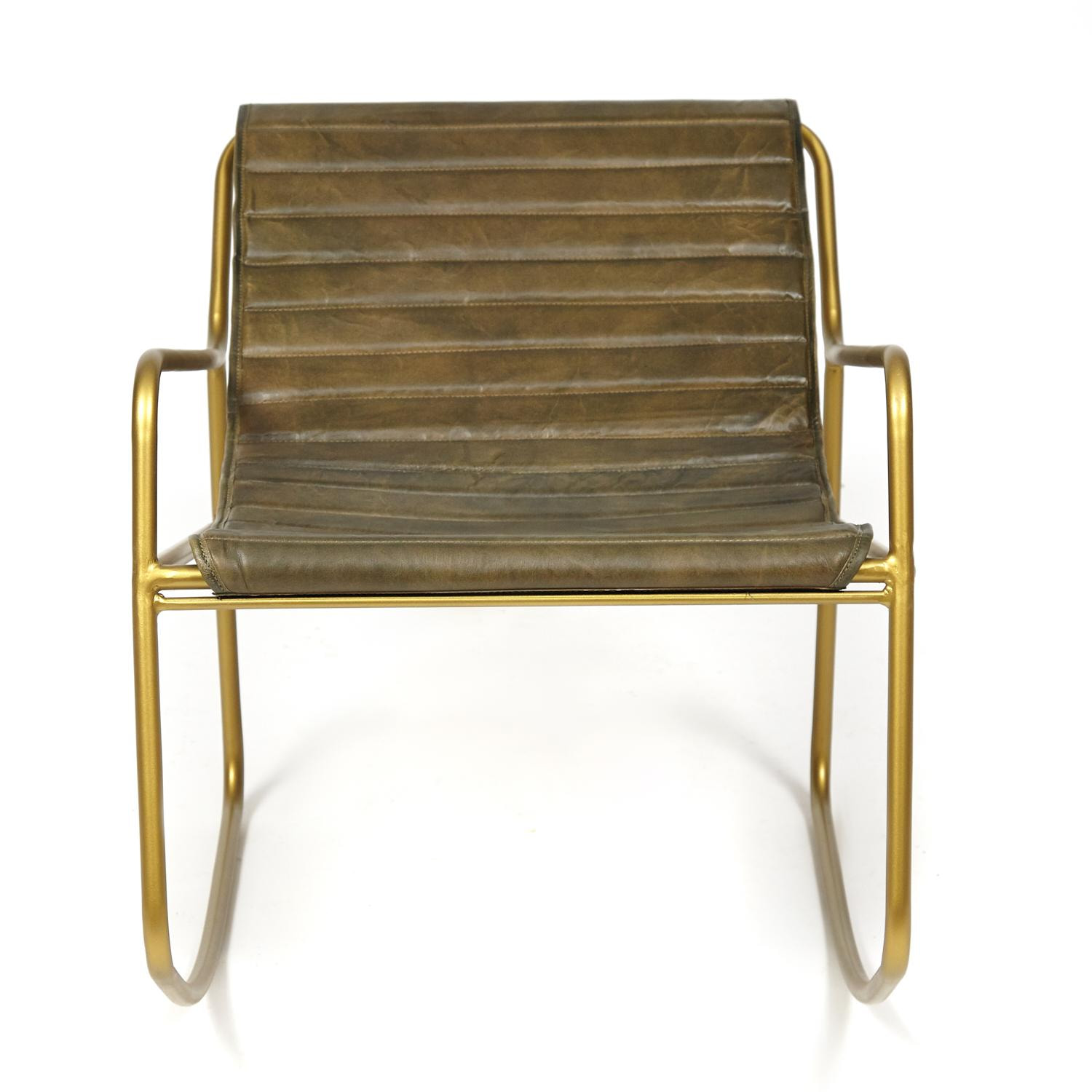 Кресло-качалка Secret De Maison FROST ( mod. 2533) металл/кожа буйвола, 50x40x96, античный зеленый