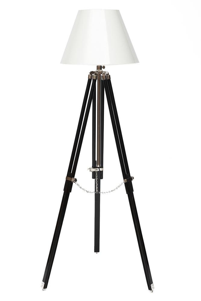 Лампа напольная на треноге Secret De Maison ( mod. 18604 ) латунь/дерево палисандр, высота 189см, никель/черный