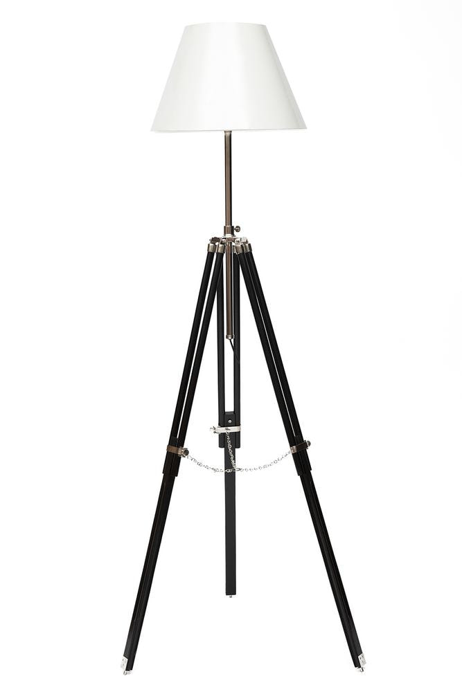 Лампа напольная на треноге Secret De Maison ( mod. 18604 ) латунь/дерево палисандр, высота 189см, никель/черный