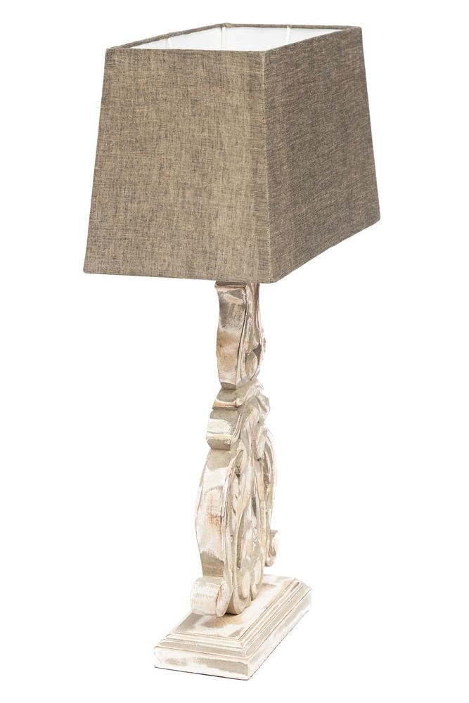 Лампа настольная Secret De Maison ( mod. 7020 ) дерево манго/абажур хлопковая ткань, 22x10x39см, абажур: 36х30х20см, серый антик (grey/white wash)