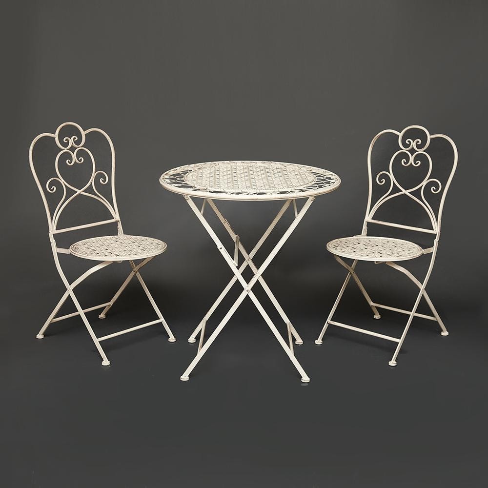Комплект (стол + 2 стула) Secret de Maison AMANTE (mod. PL08-6573) металл, стол: 70х76см, стул: 42,5х39,5х93см, Античный белый (Antique White)