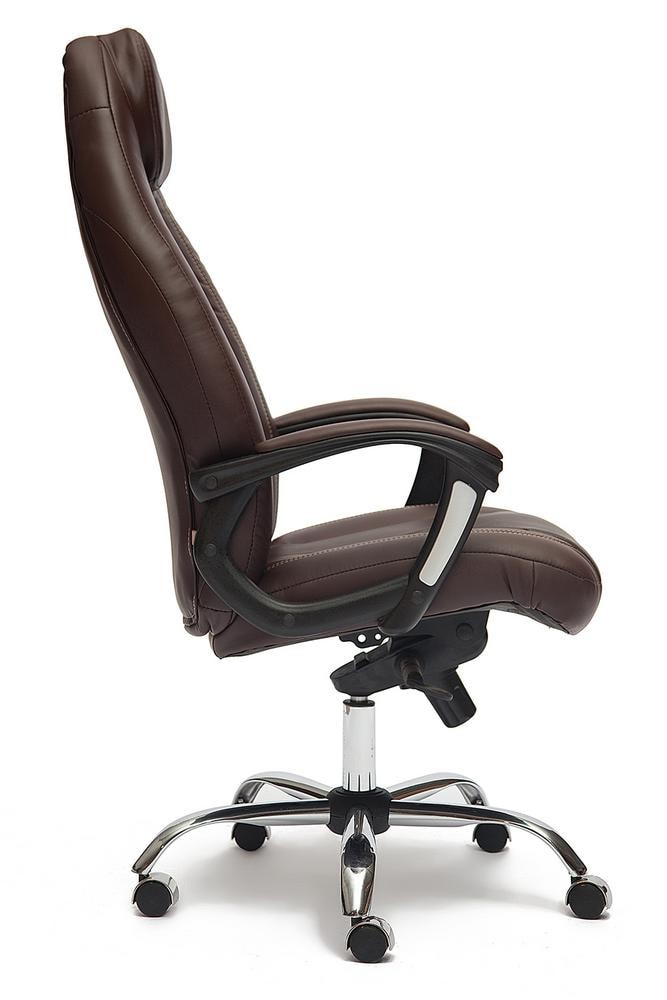 Кресло BOSS люкс (хром) кож/зам, коричневый/коричневый перфорированный, 36-36/36-36/06
