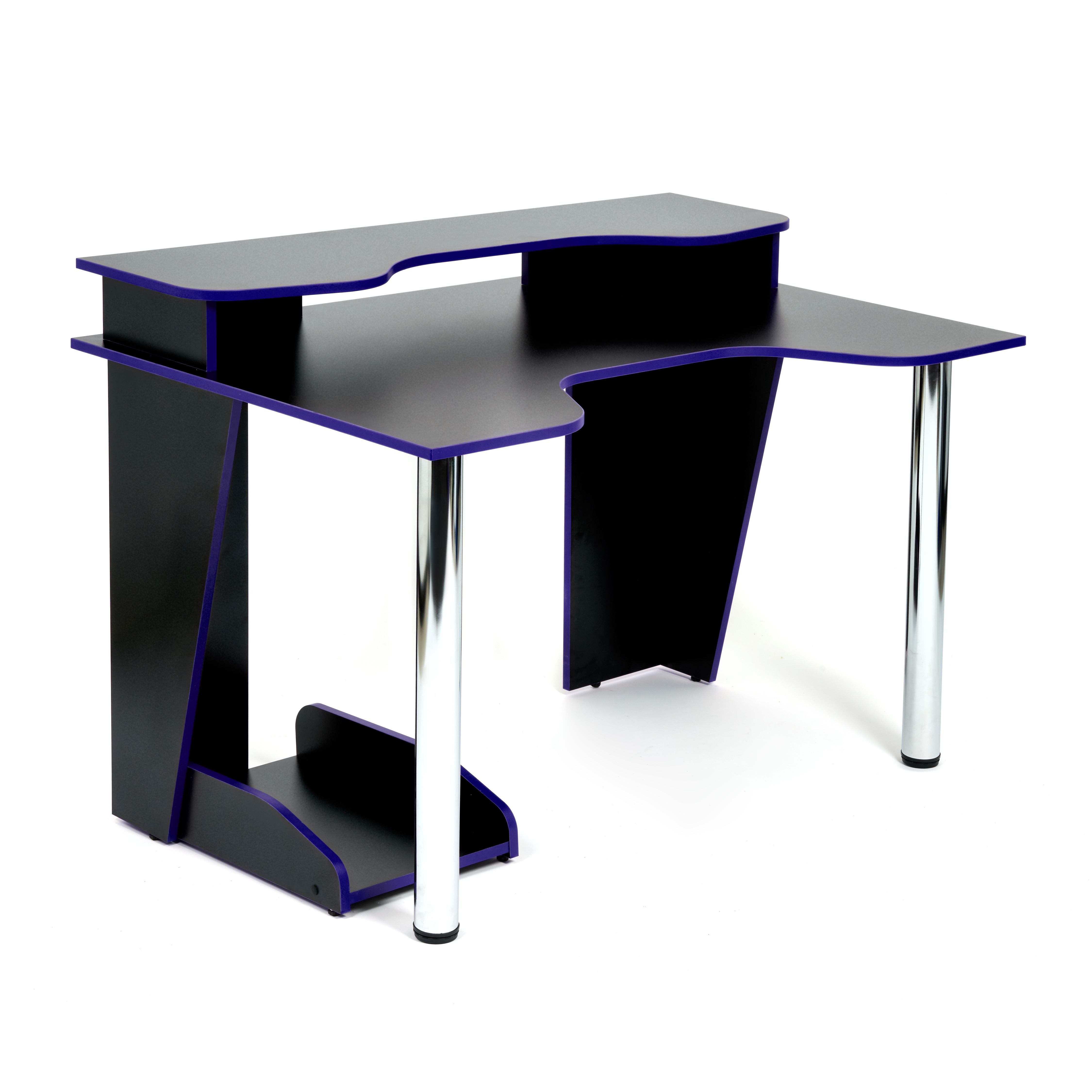 Стол компьютерный Strike-1 (120) NEO black/blue, черный/синяя кромка