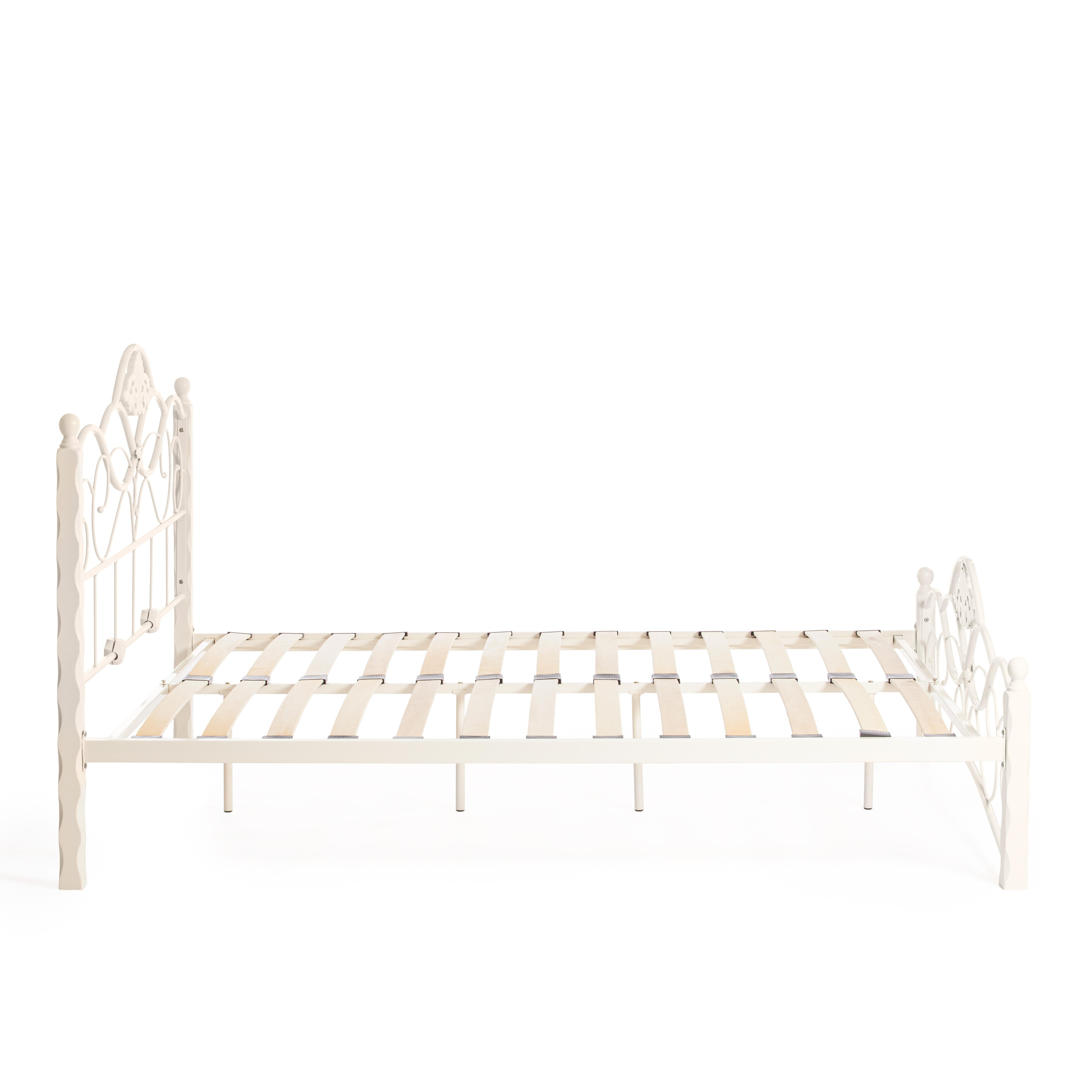 Кровать CANZONA Wood slat base дерево гевея/металл, 160*200 см (Queen bed), Белый (butter white)
