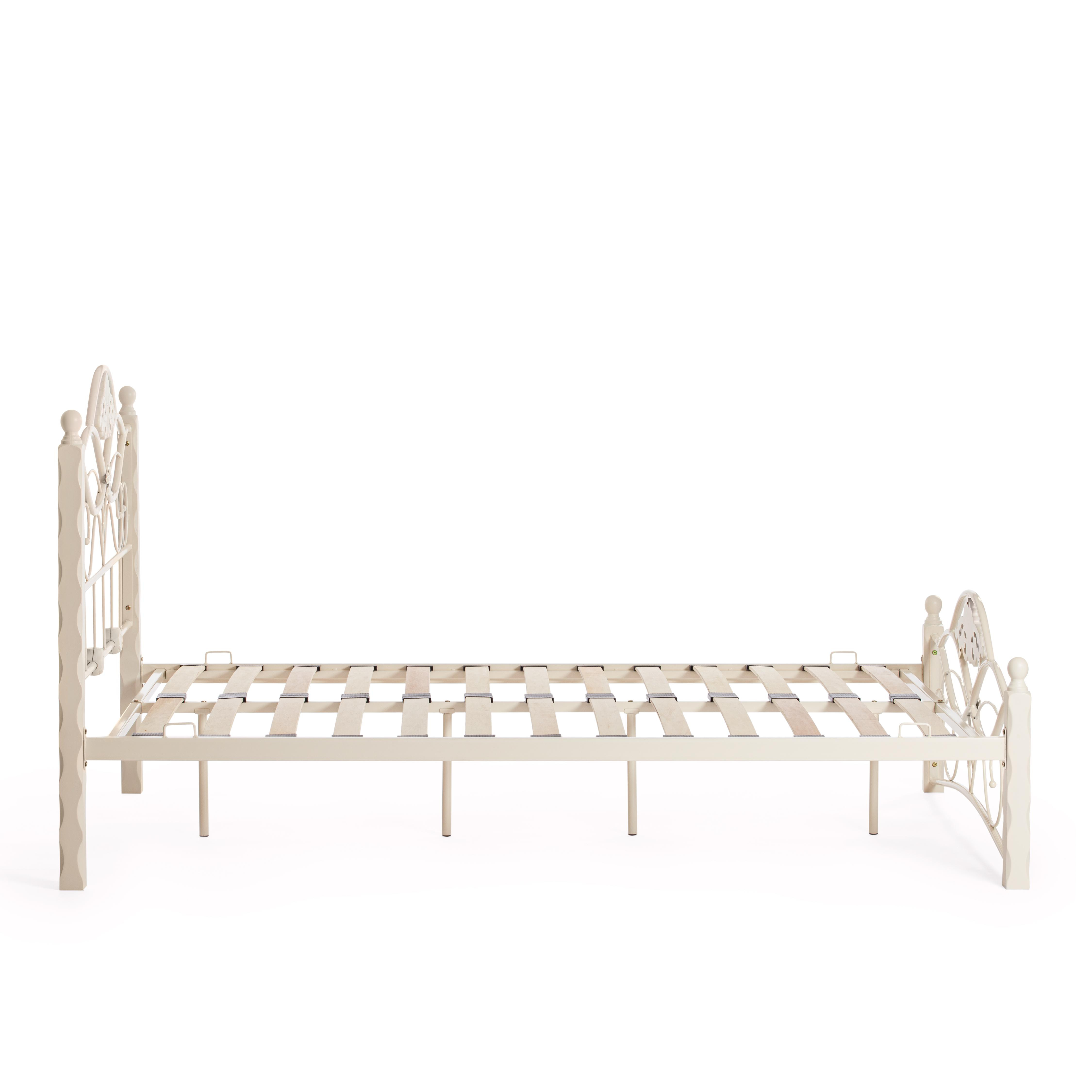 Кровать CANZONA Wood slat base дерево гевея/металл, 120*200 см (middle bed), Белый (butter white)