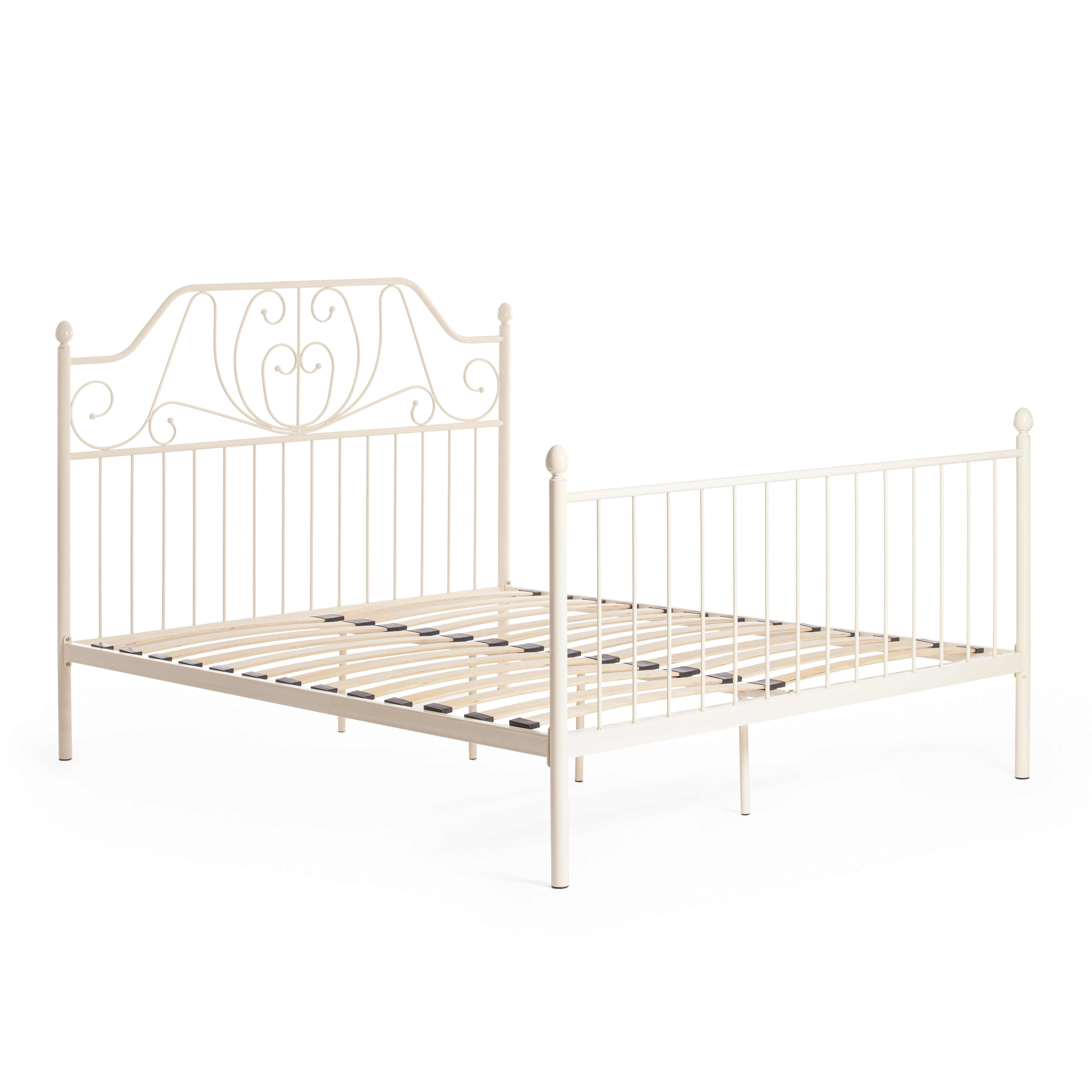 Кровать ERIC Wood slat base металл, 160*200 см (Queen bed), Белый (butter white)