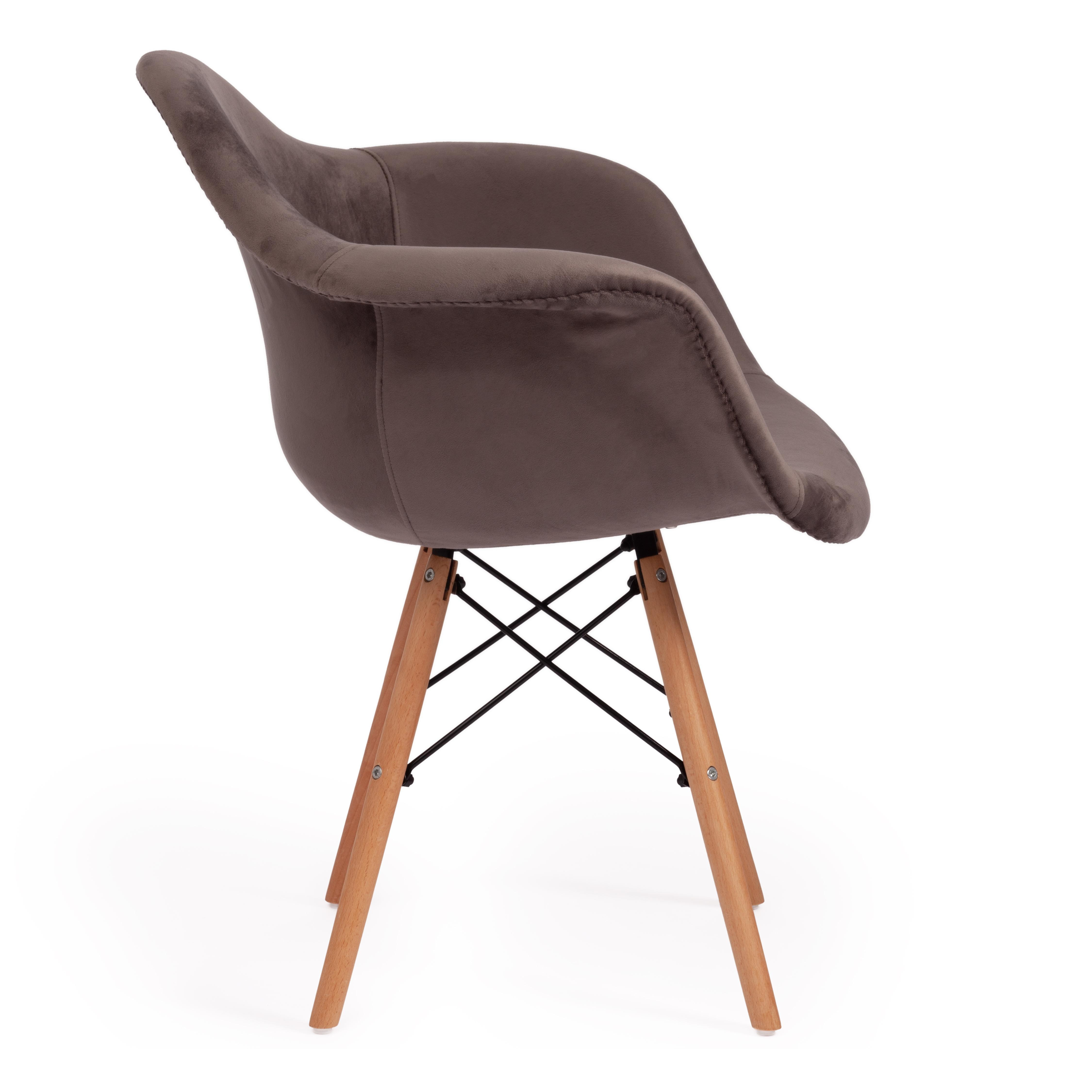 Кресло CINDY SOFT (EAMES) (mod. 101) дерево бук/металл/мягкое сиденье/ткань, 61 х 60 х 80 см , серый (HLR 24)/натуральный
