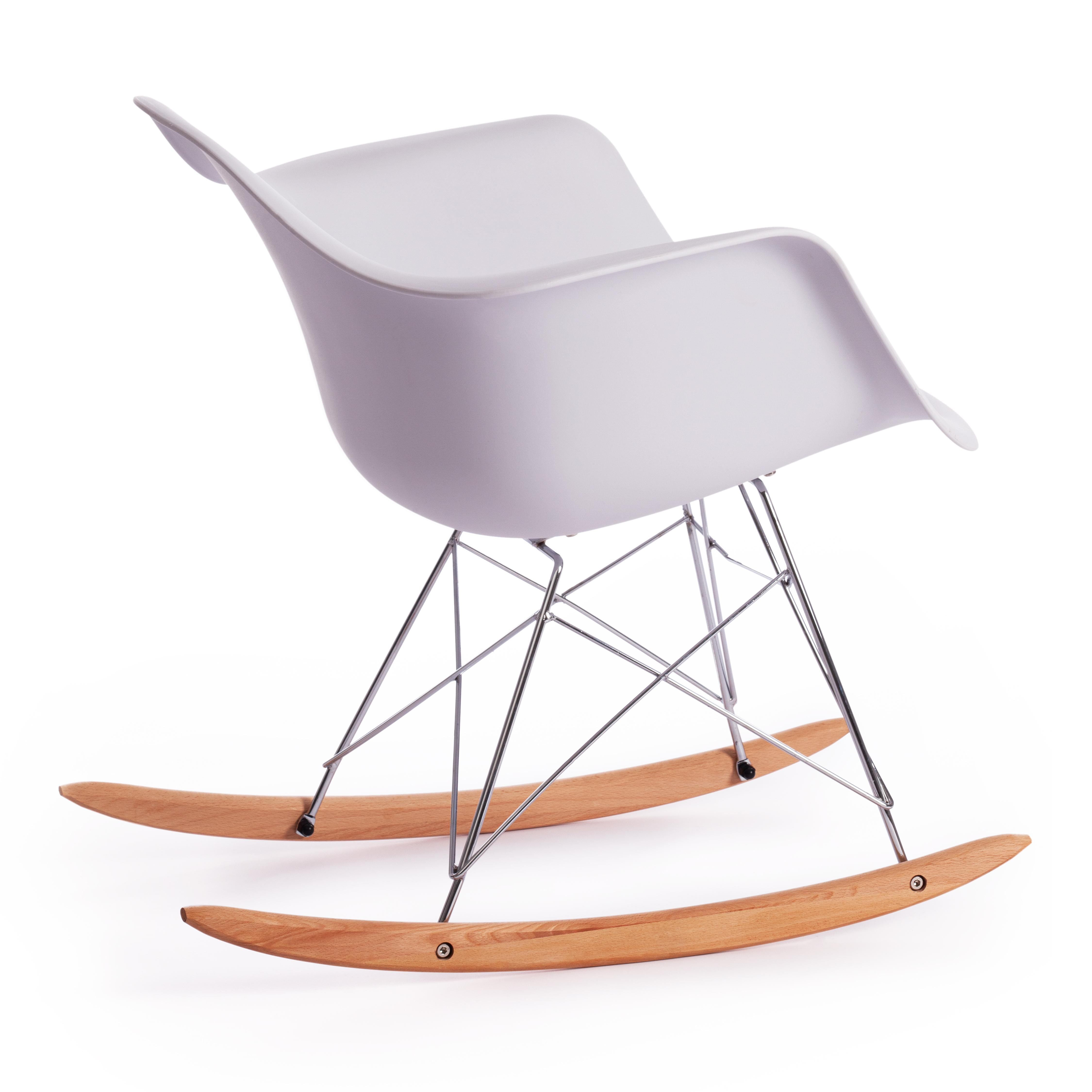 Кресло-качалка CINDY (mod. C1025A) / 1 шт. в упаковке пластик/металл/дерево, 65 х 61 х 74 см, белый 018 /натуральный