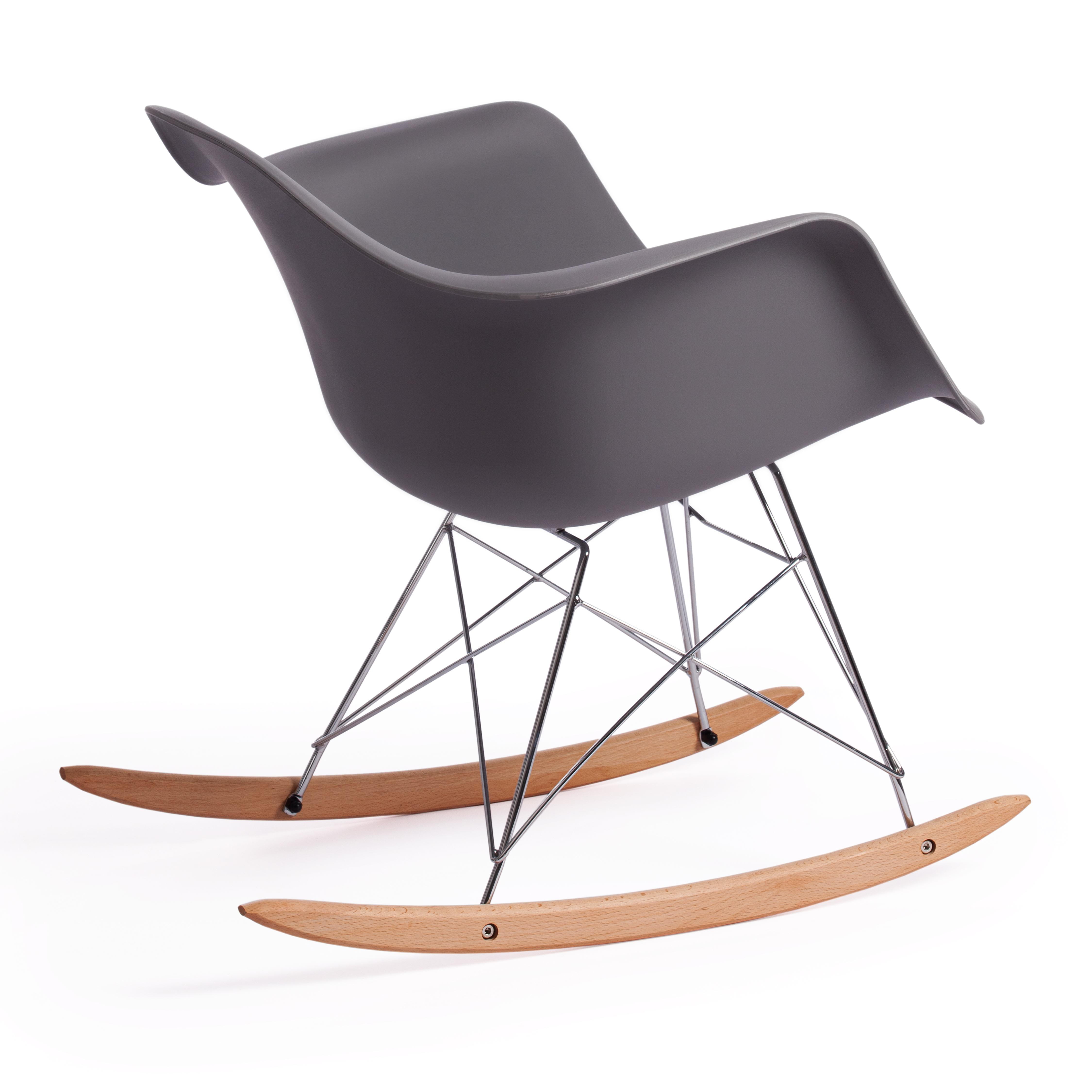Кресло-качалка CINDY (mod. C1025A) пластик/металл/дерево, 65 х 61 х 74 см, серый 024 /натуральный