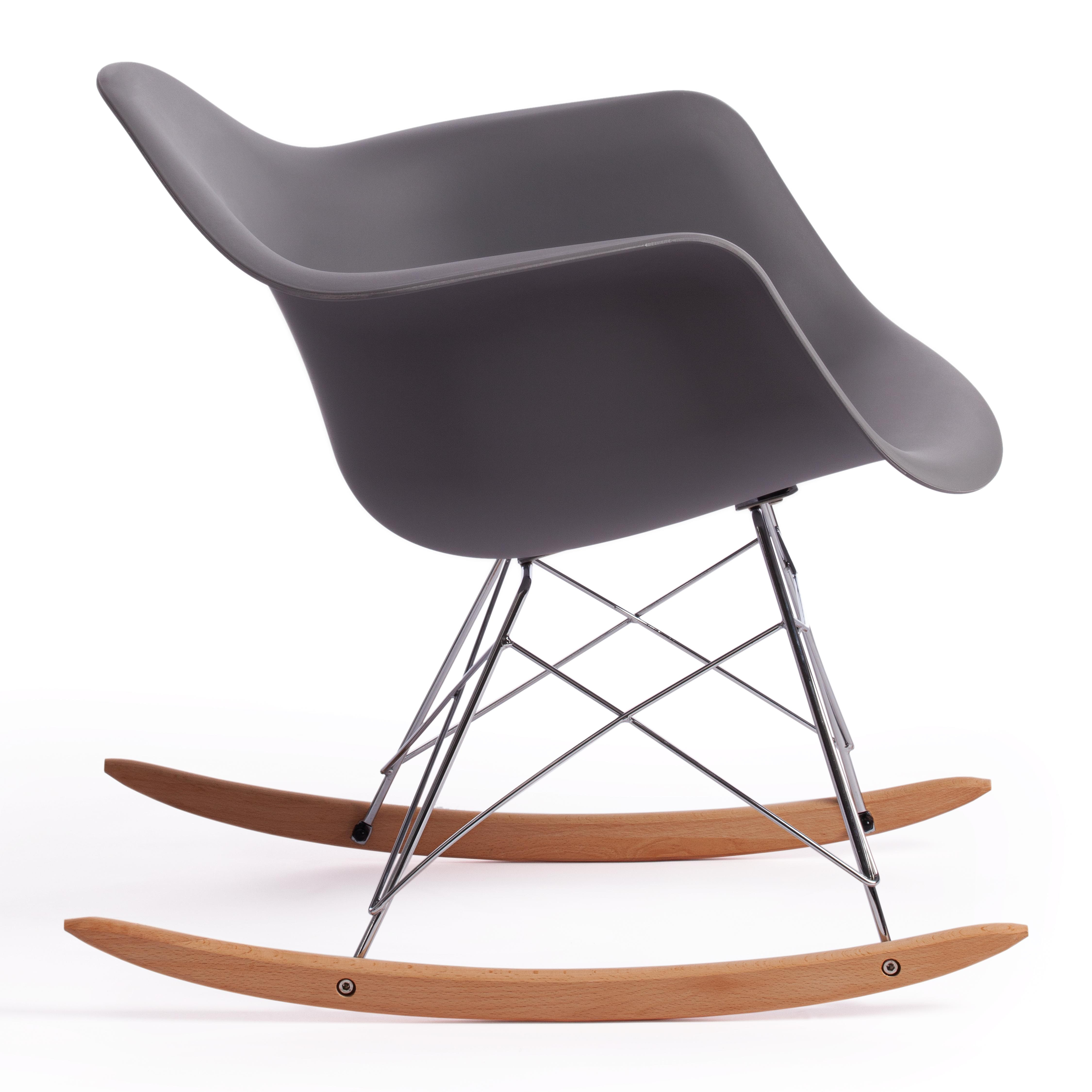 Кресло-качалка CINDY (mod. C1025A) пластик/металл/дерево, 65 х 61 х 74 см, серый 024 /натуральный