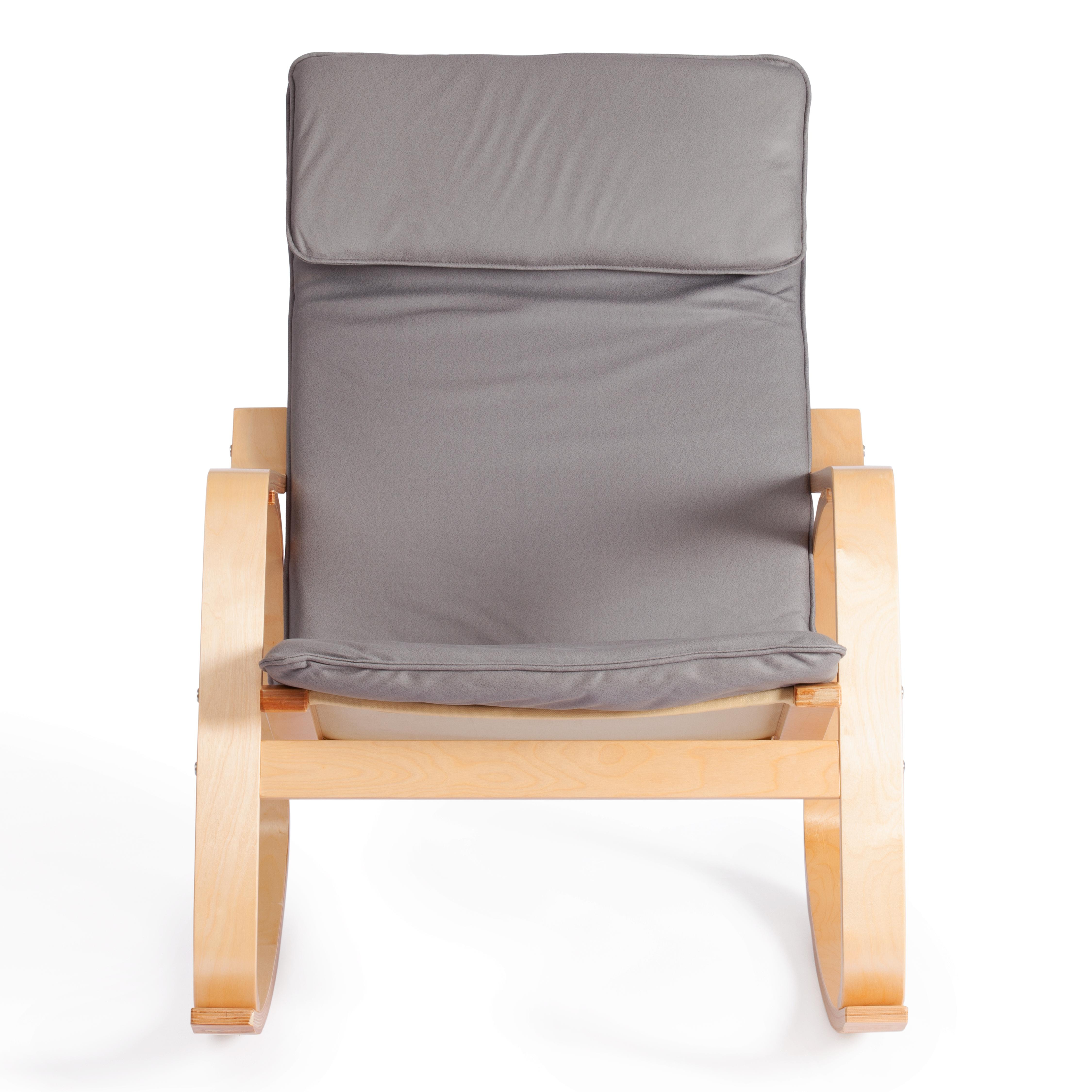 Кресло-качалка mod. AX3005 дерево береза, ткань: полиэстер/хлопок, 61х94,5х104 см, дерево: натуральный #1/ ткань светло-серая 2