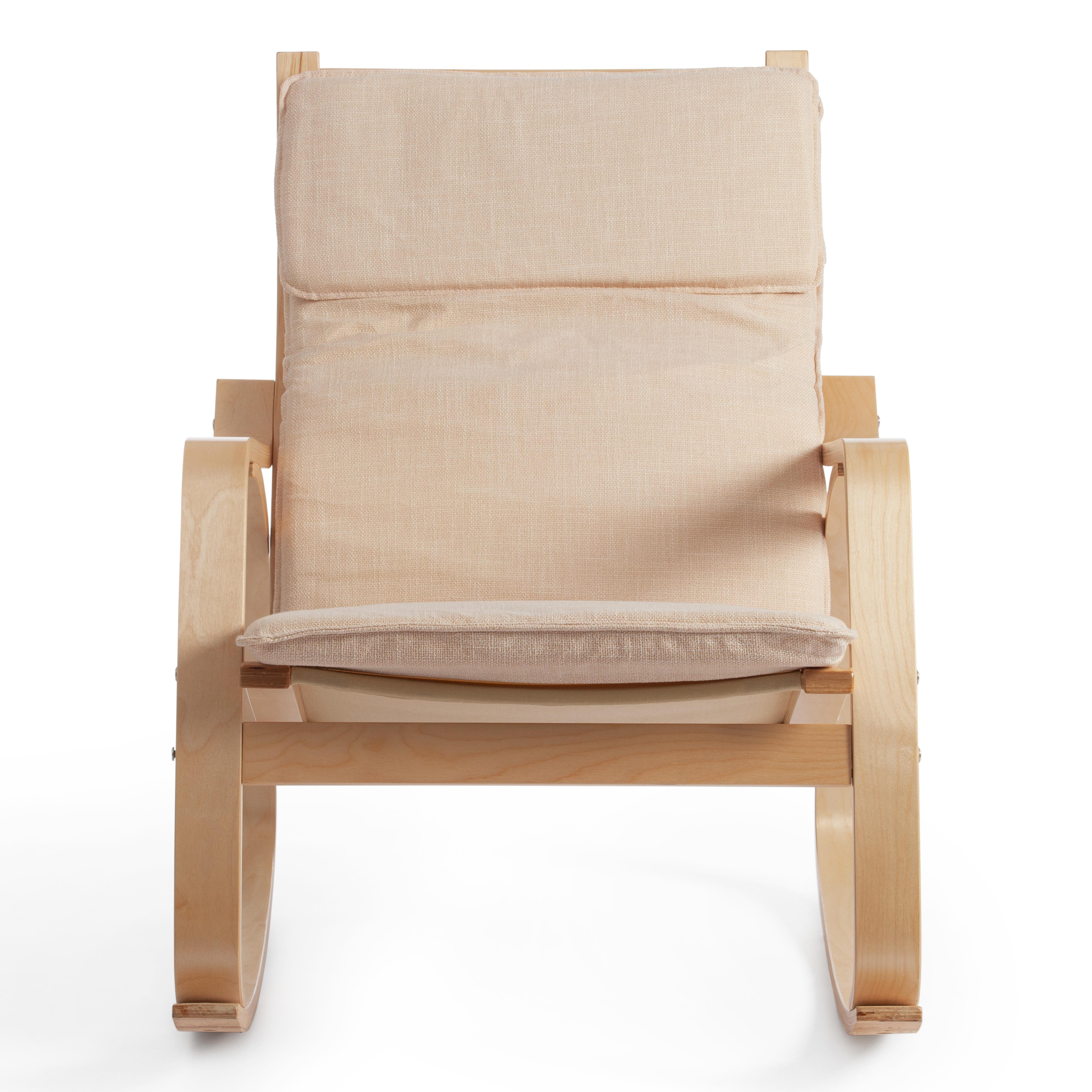 Кресло-качалка mod. AX3005 дерево береза, ткань: полиэстер/хлопок, 61х94,5х104 см, дерево: натуральный #1/ ткань бежевая 1501-4