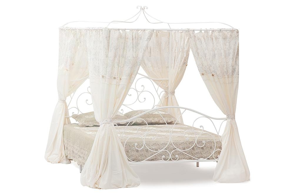 Кровать c балдахином HESTIA металл, 160*200 см (Queen bed), white (белый)