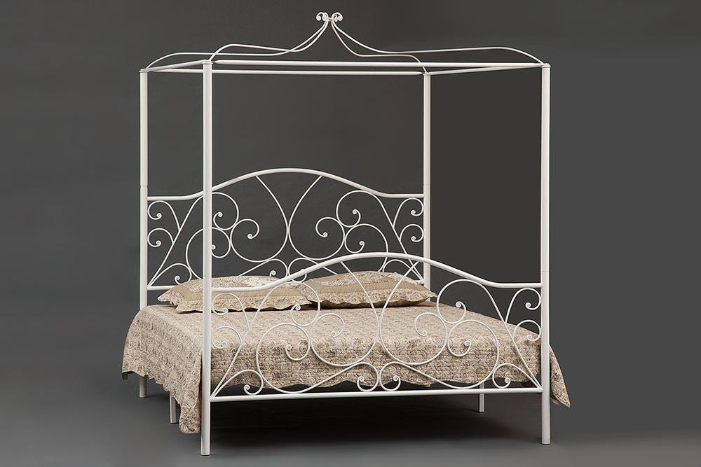 Кровать c балдахином HESTIA металл, 160*200 см (Queen bed), white (белый)
