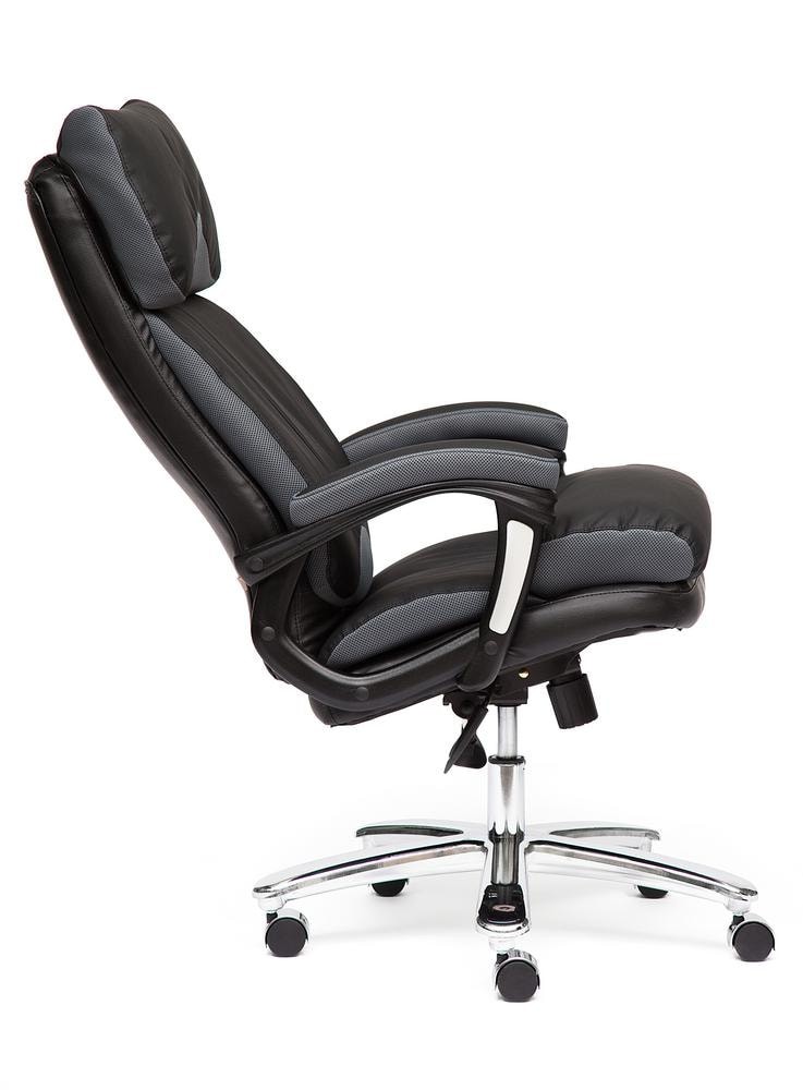 Кресло GRAND Кожа  +  кож.зам/ткань, черный/серый-12