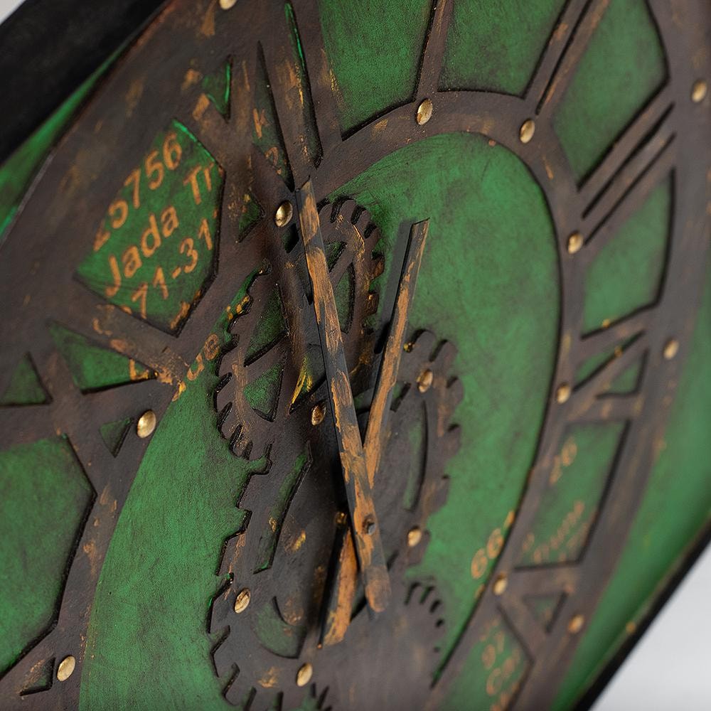 Часы Secret De Maison Top Gear ( mod. FS-1439 ) дерево манго/металл, 66х4х66см, античный коричневый с зеленой медной патиной