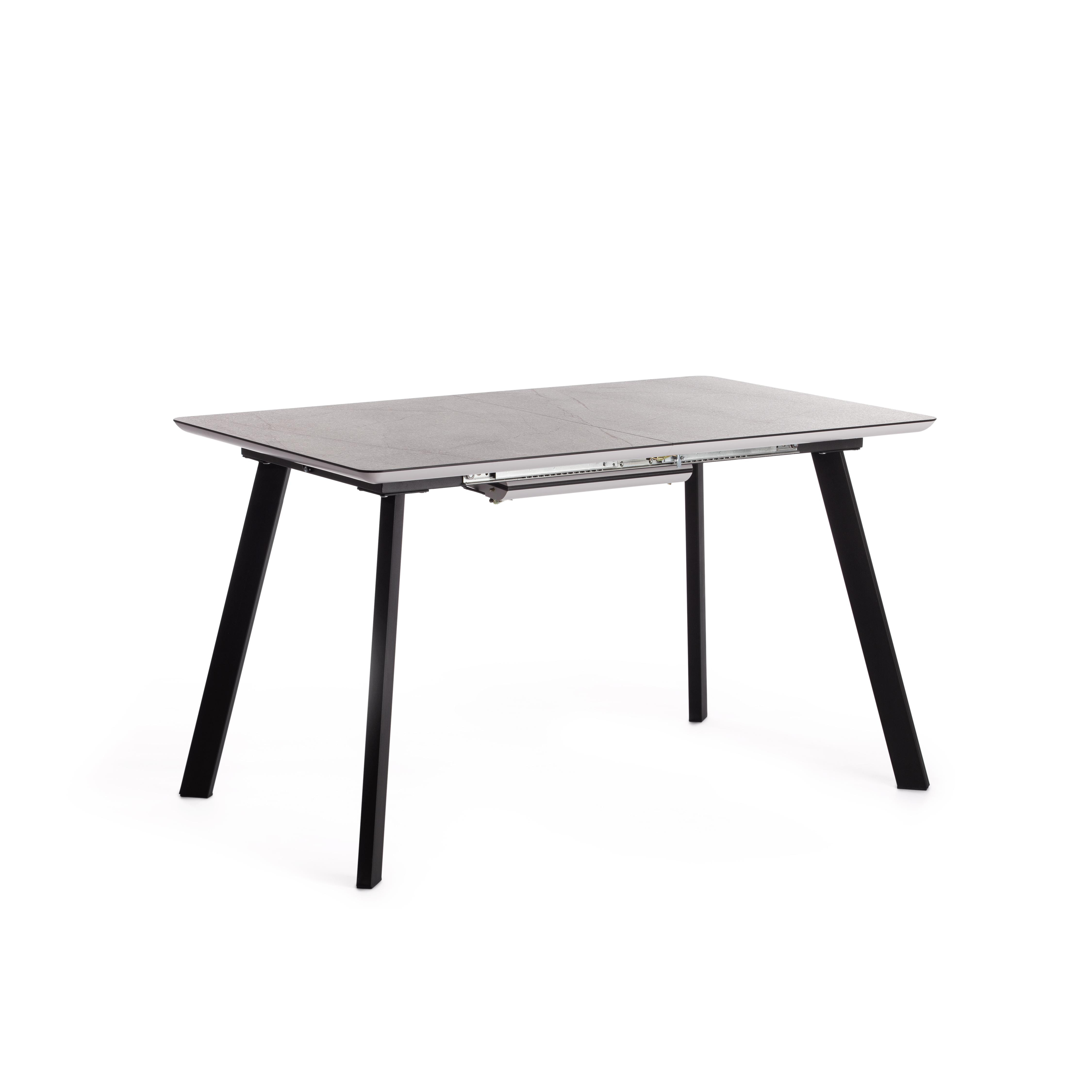 Стол обеденный DARWIN МДФ HPL/ЛДСП/металл, 128-170х80х75 см, Мрамор светлый/Черный