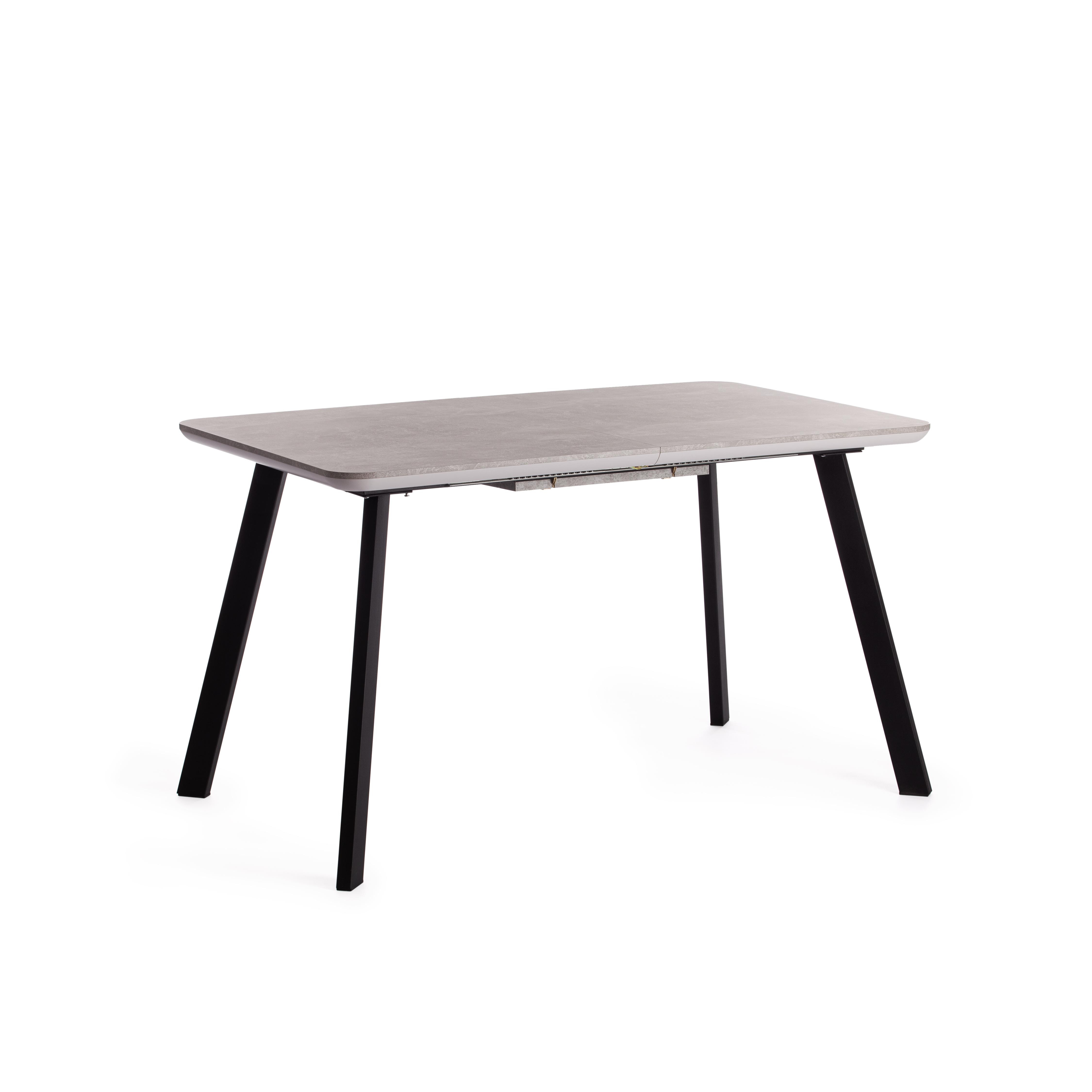 Стол обеденный NELSON МДФ/ЛДСП/металл, 128-170х80х75 см, Бетон/Черный