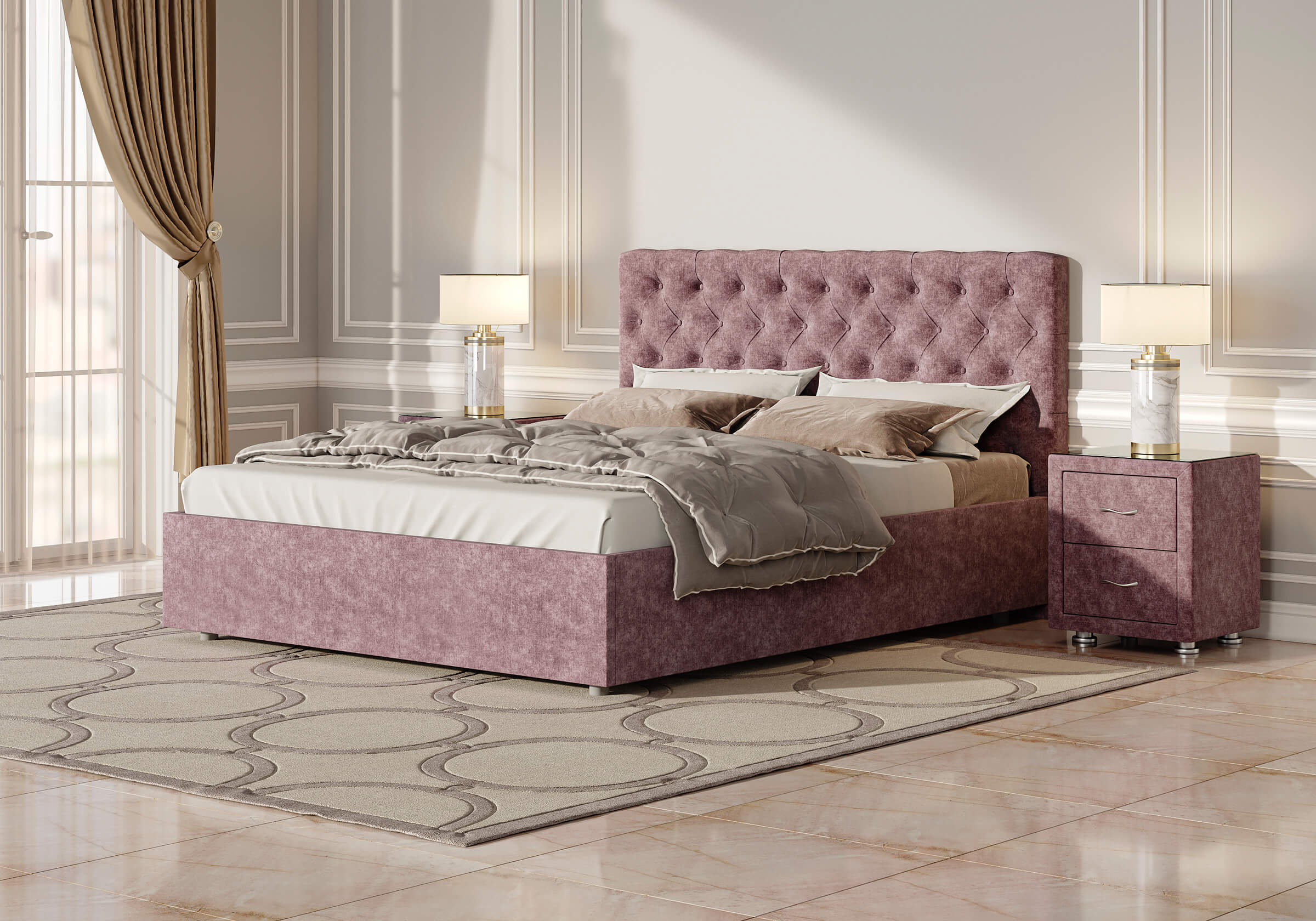Кровать Secret de Maison Florence аметист (шинилл), 96 х 202 х 110